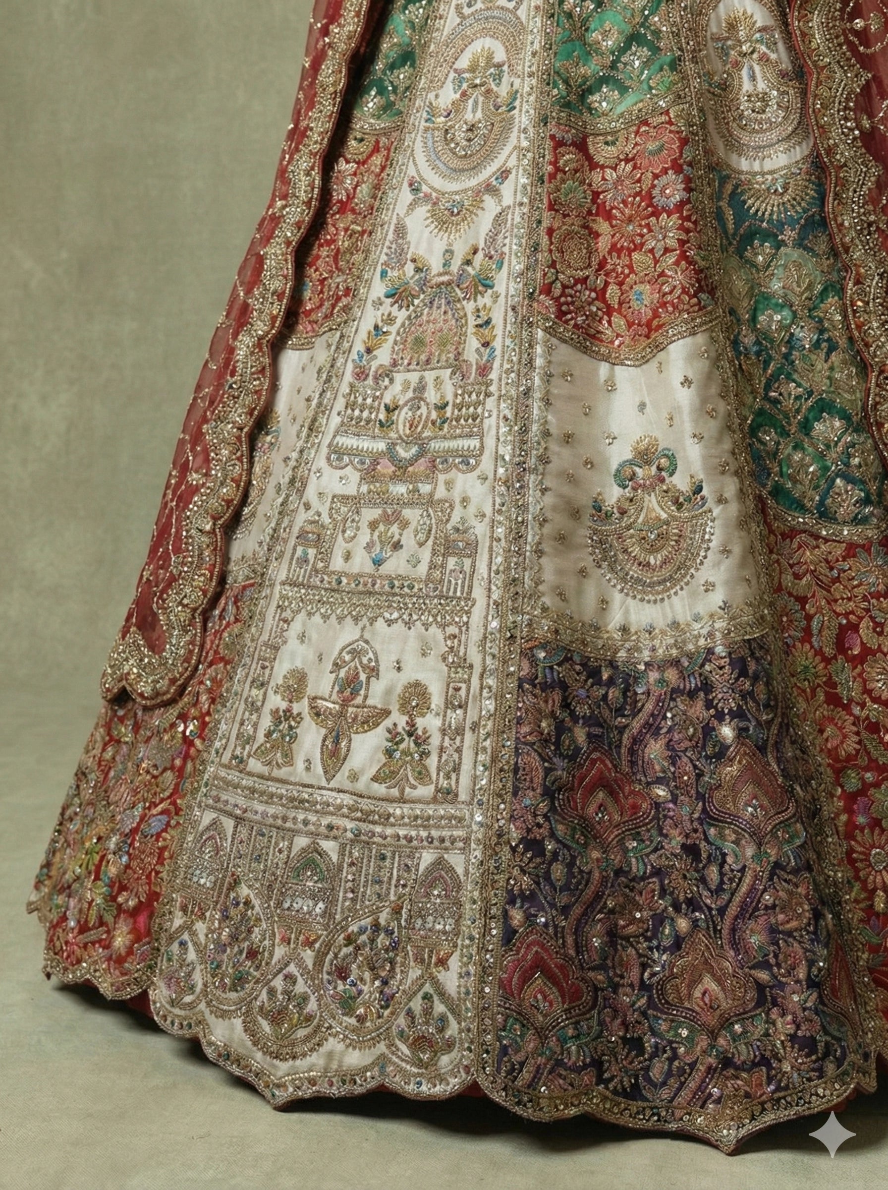 Crimson Silk Mirror Sequins Bridal Lehenga Choli Set