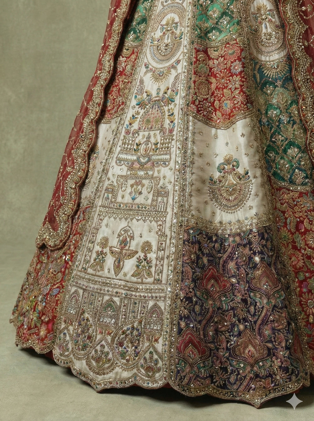 Crimson Silk Mirror Sequins Bridal Lehenga Choli Set