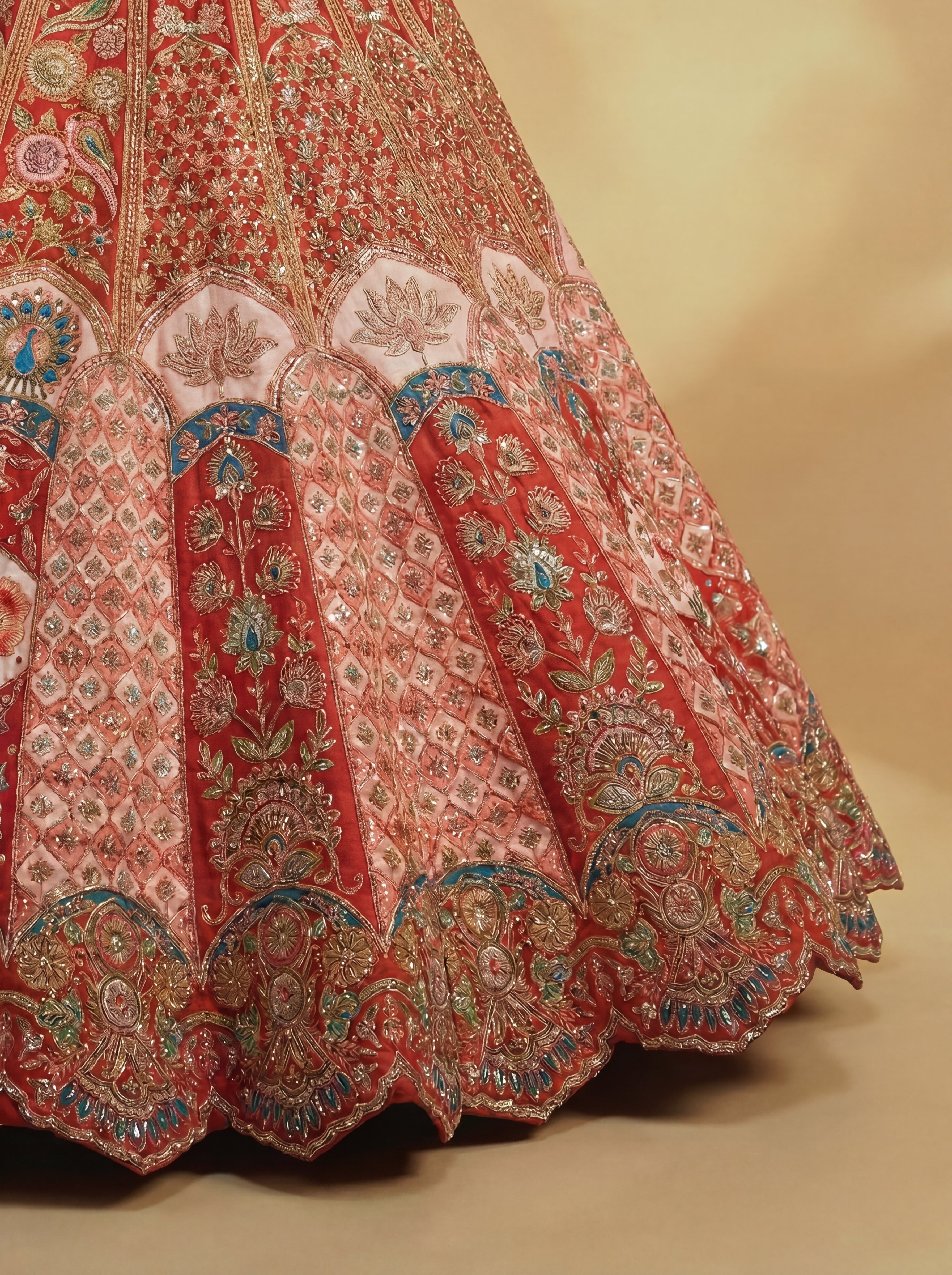Crimson Red Viscose Sequins Embroidered Bridal Lehenga Choli Set