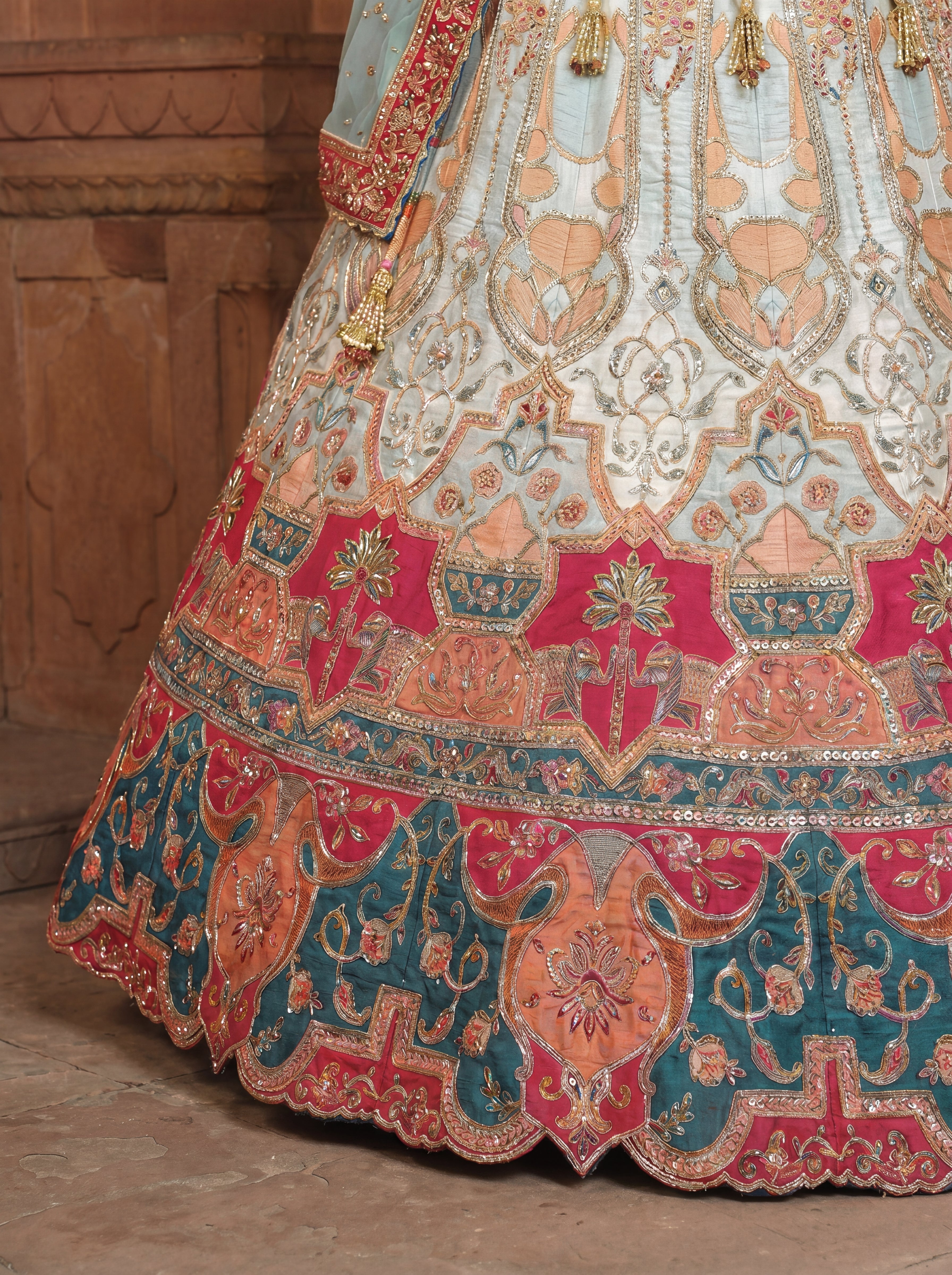Sky Blue Heavy Embroidered Bridal Lehenga Choli With Dupatta
