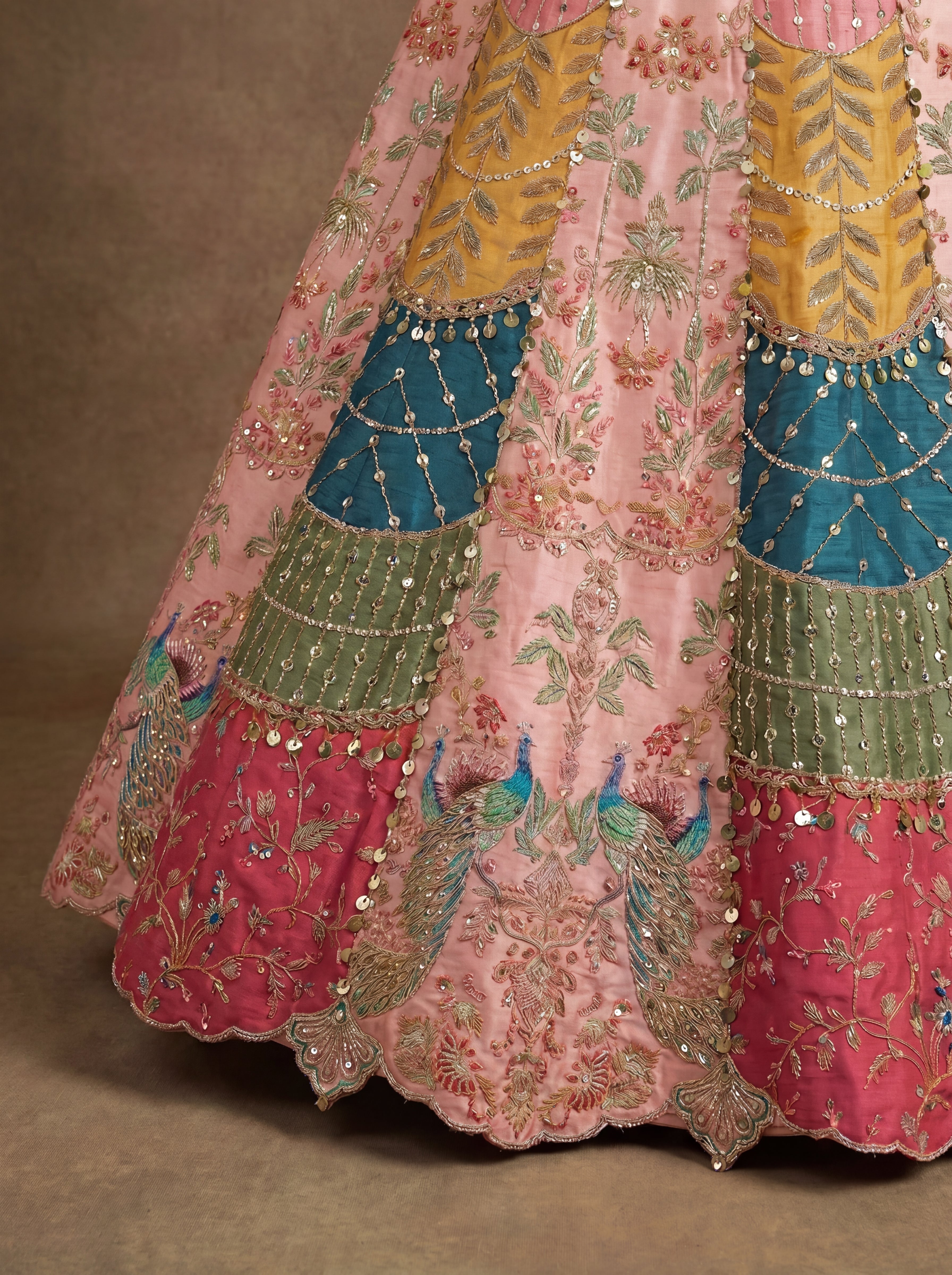 Blush Pink Viscose Sequins Cording Bridal Lehenga Choli Set