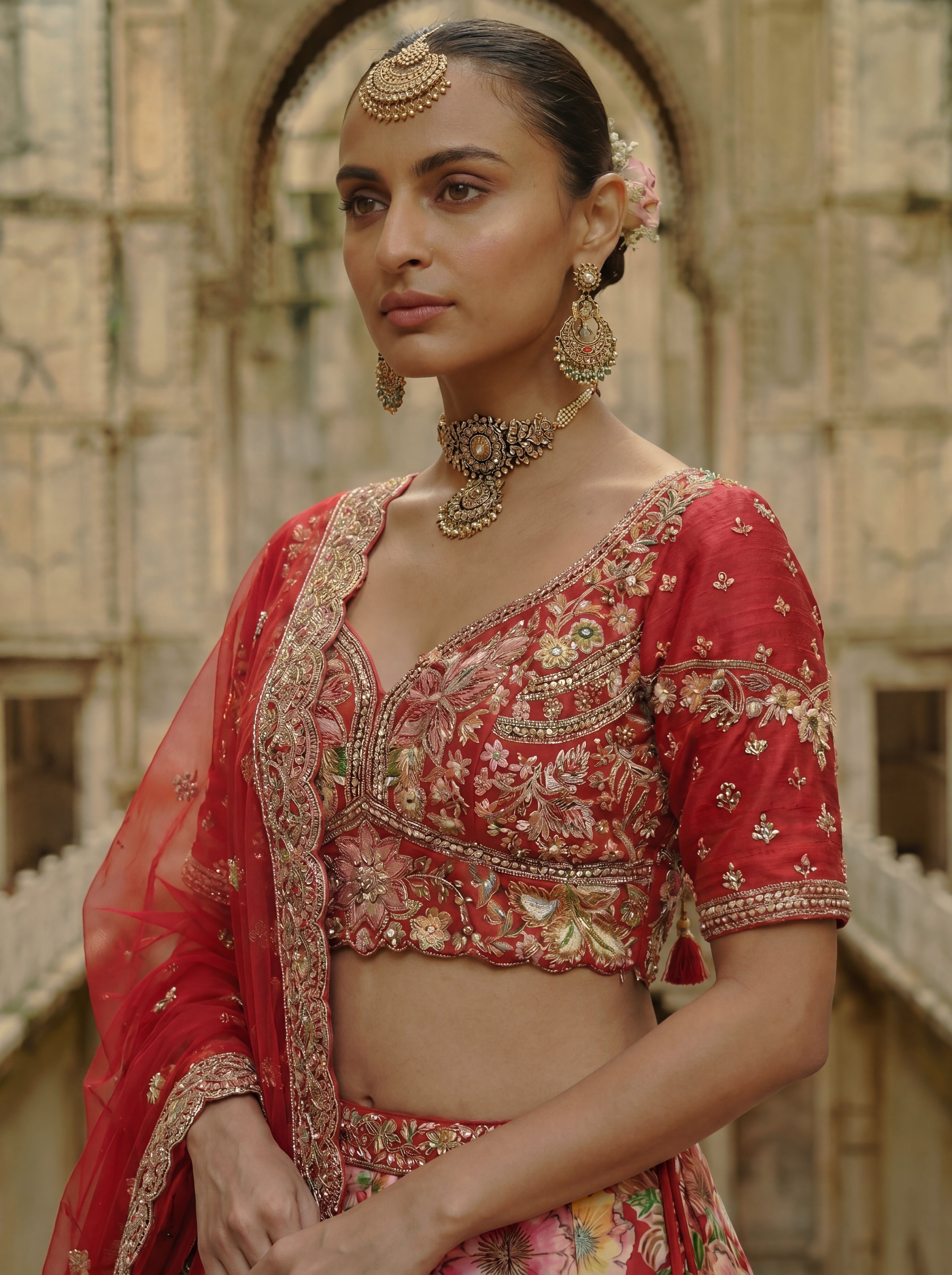 Pink Viscose Sequins Cording Bridal Lehenga Choli Set