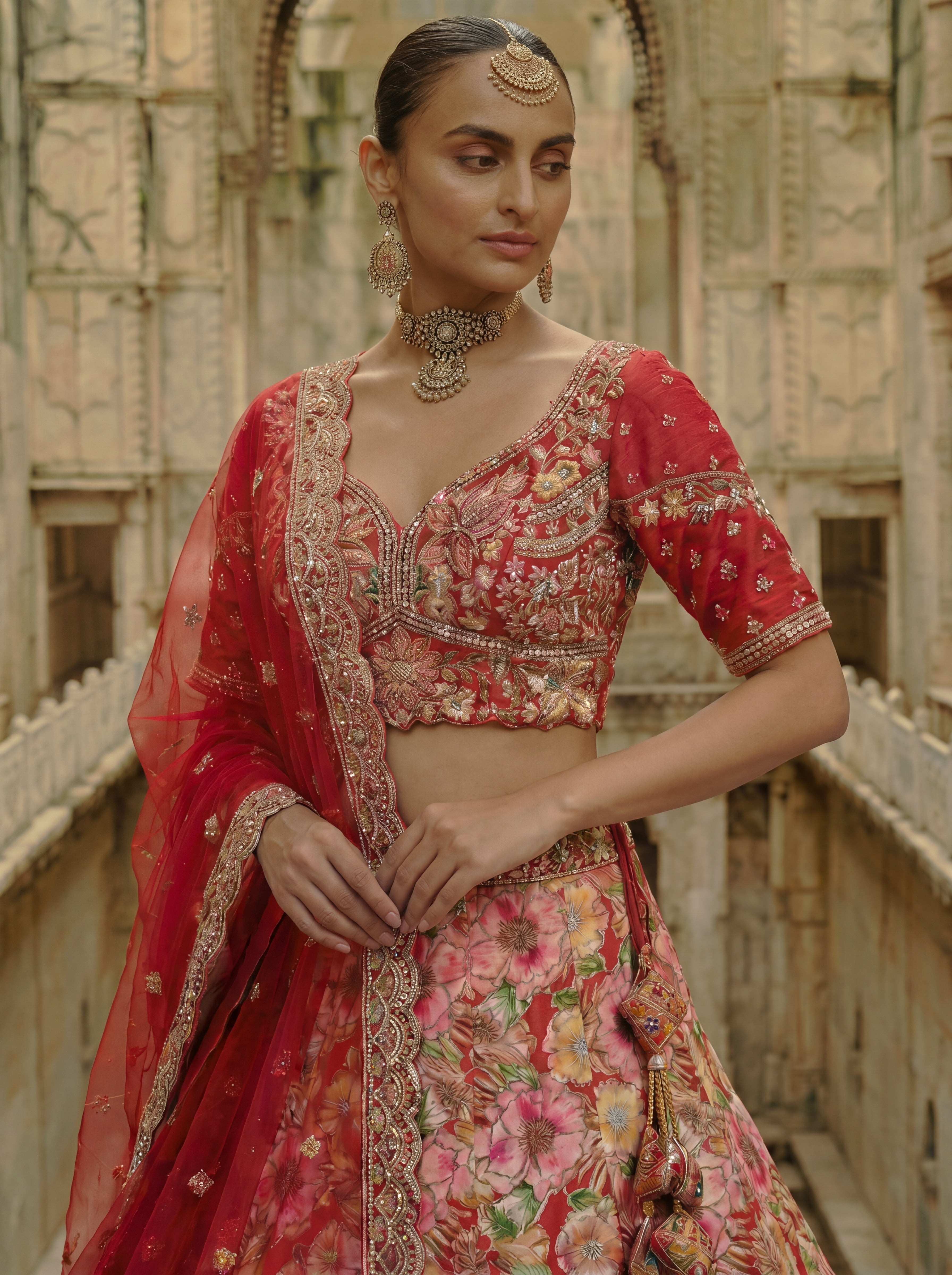 Pink Viscose Sequins Cording Bridal Lehenga Choli Set