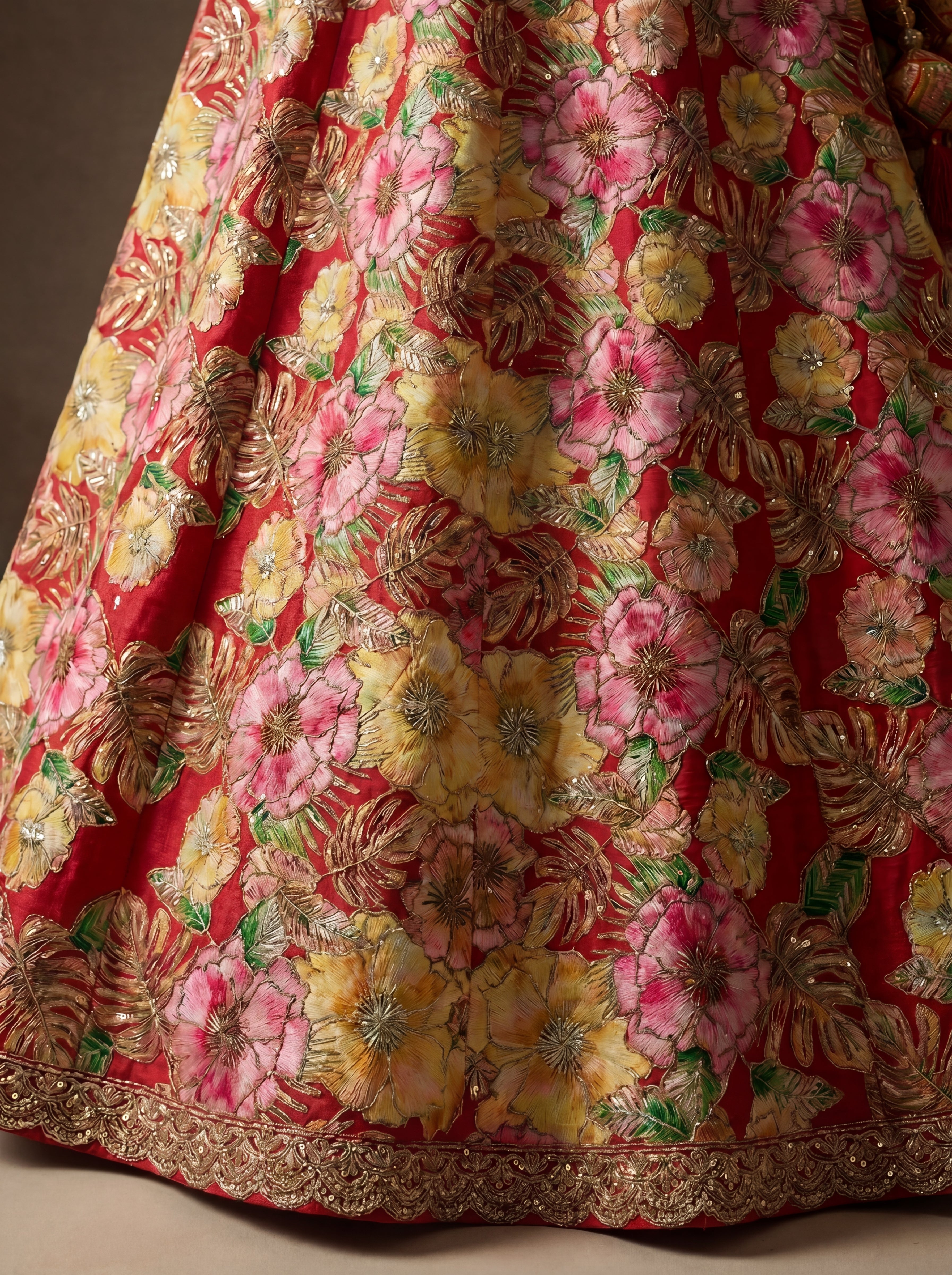 Pink Viscose Sequins Cording Bridal Lehenga Choli Set