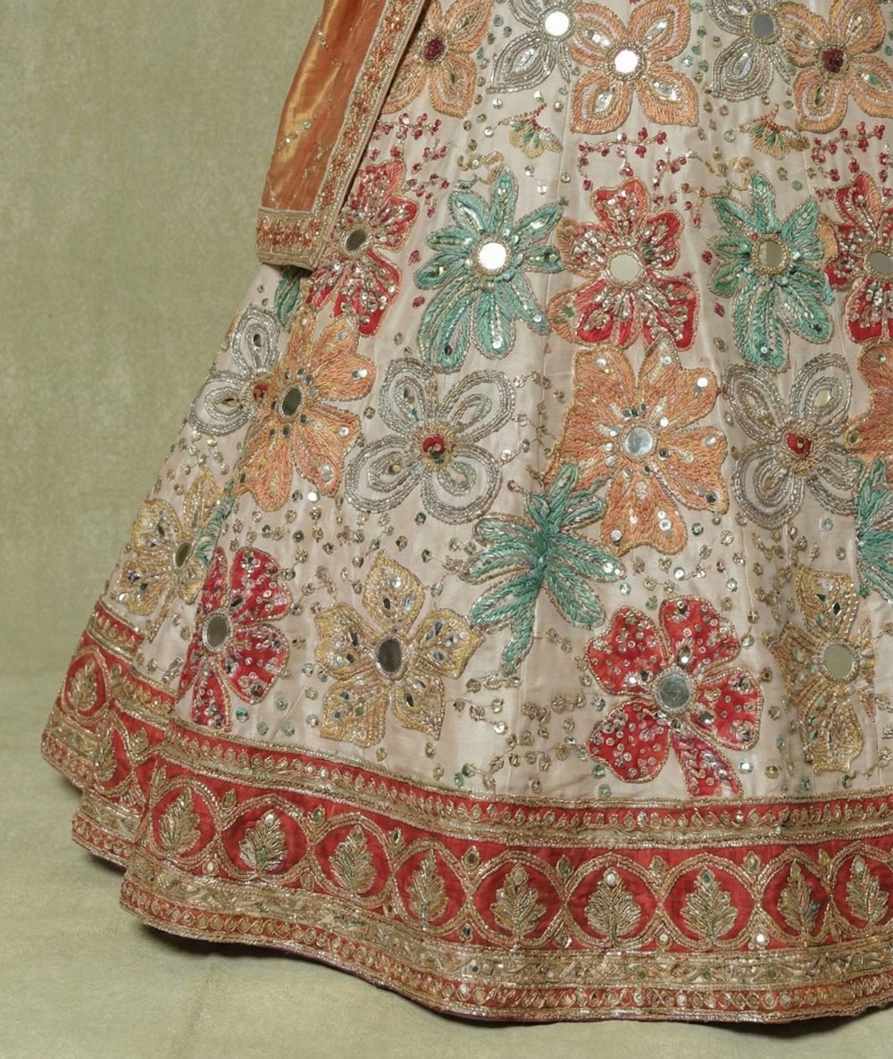 Rose Deep Viscose Mirror Sequins Bridal Lehenga Choli Set