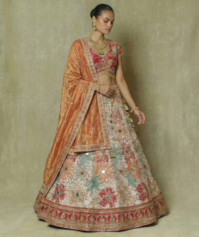 Rose Deep Viscose Mirror Sequins Bridal Lehenga Choli Set