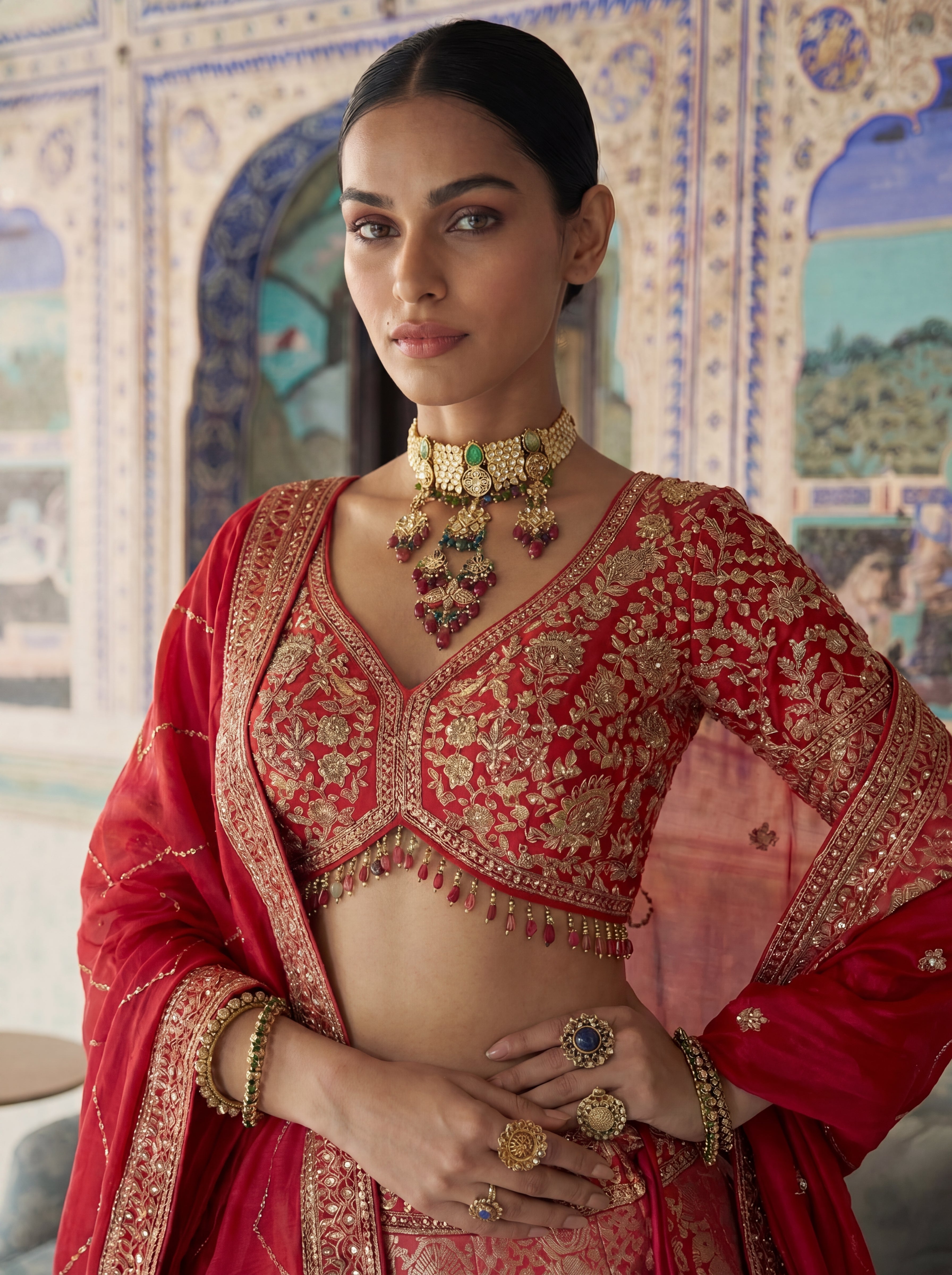 Pink Viscose Jacquard Weaving Bridal Lehenga Choli Set