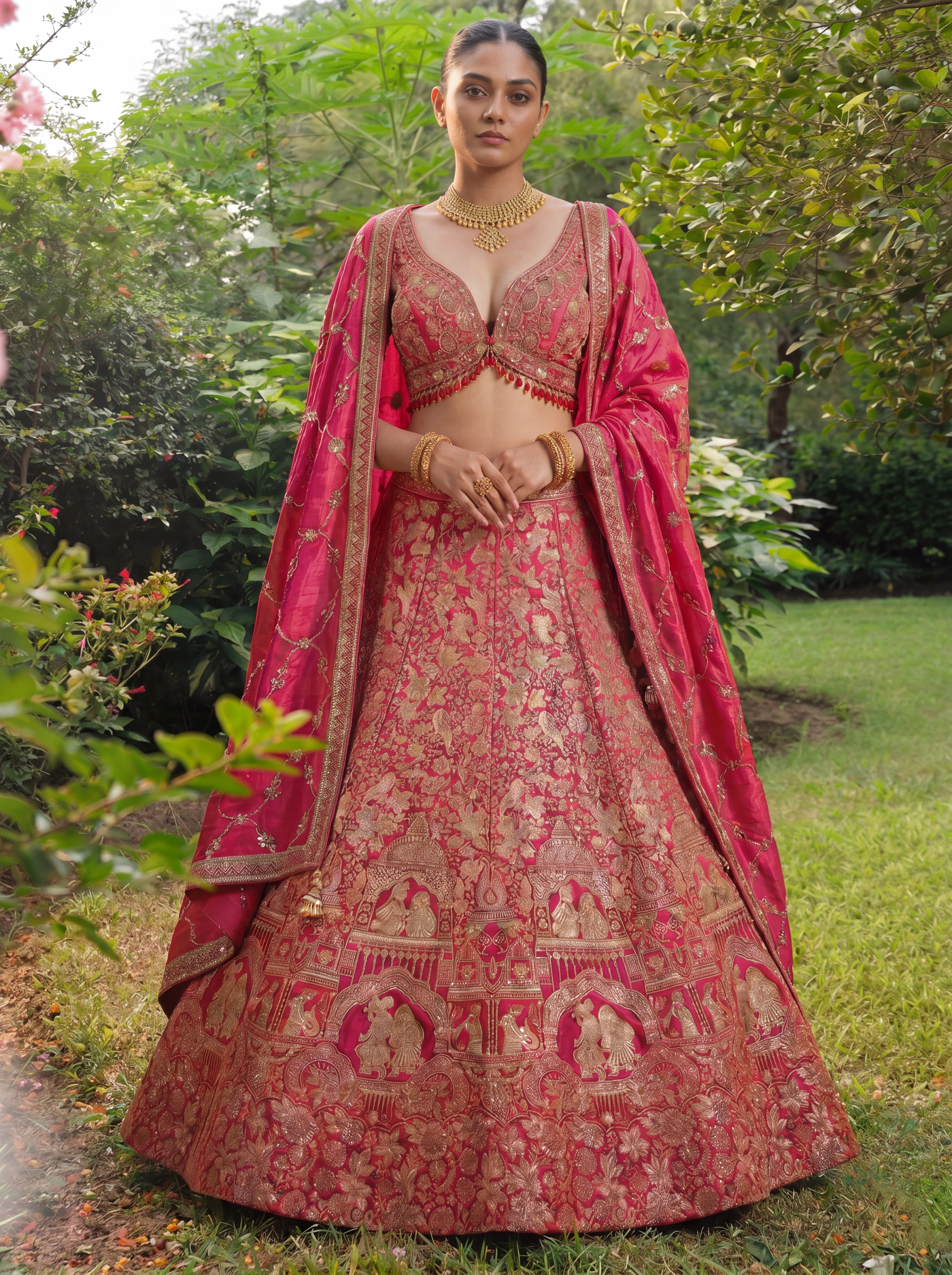 Ice Blue Viscose Jacquard Weaving Wedding Lehenga Choli Set