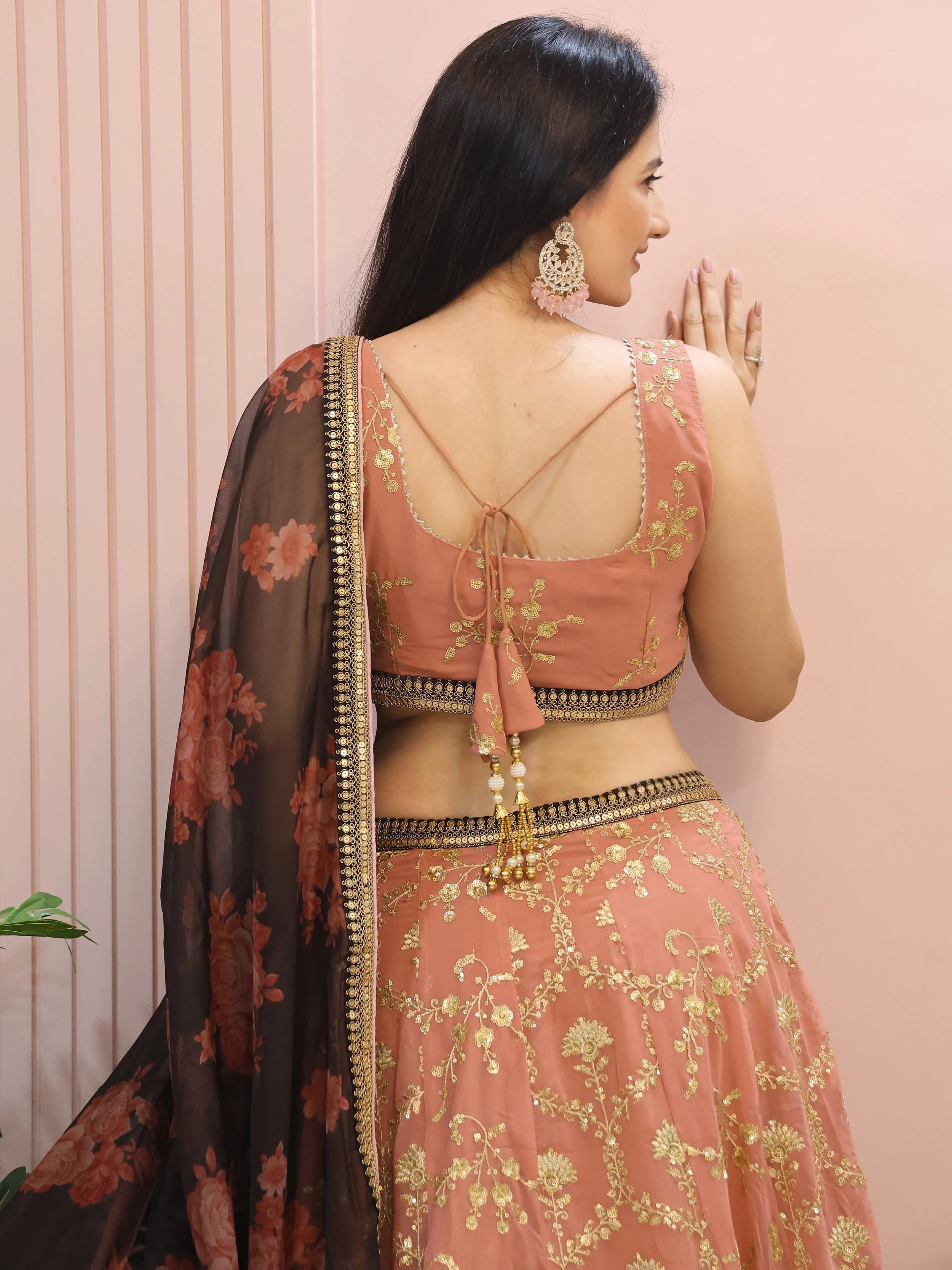Pink Georgette Sequins Event Lehenga Choli for Women