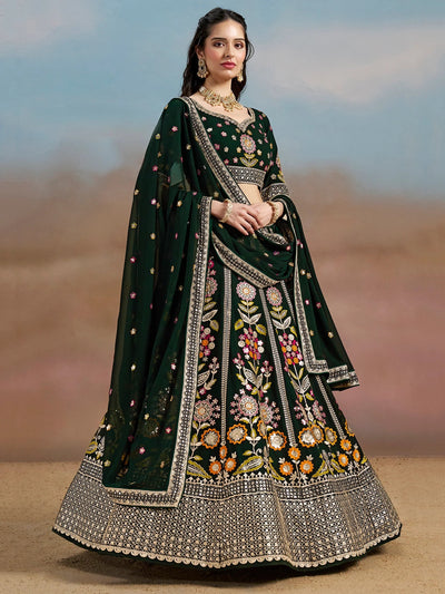 Sequins georgette lehenga choli with dupatta for wedding and mehendi ceremony
