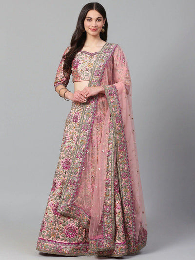 Taffeta bridal lehenga choli with zari dori thread embroidery work for wedding