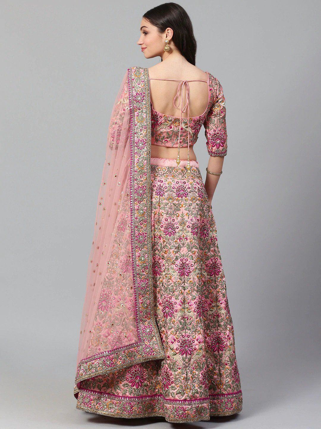 Taffeta bridal lehenga choli with zari dori thread embroidery work for wedding