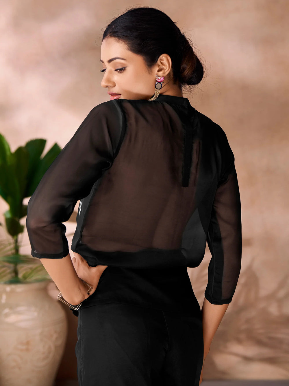 Black Hand Work Organza Western Wear Co-Ord Set