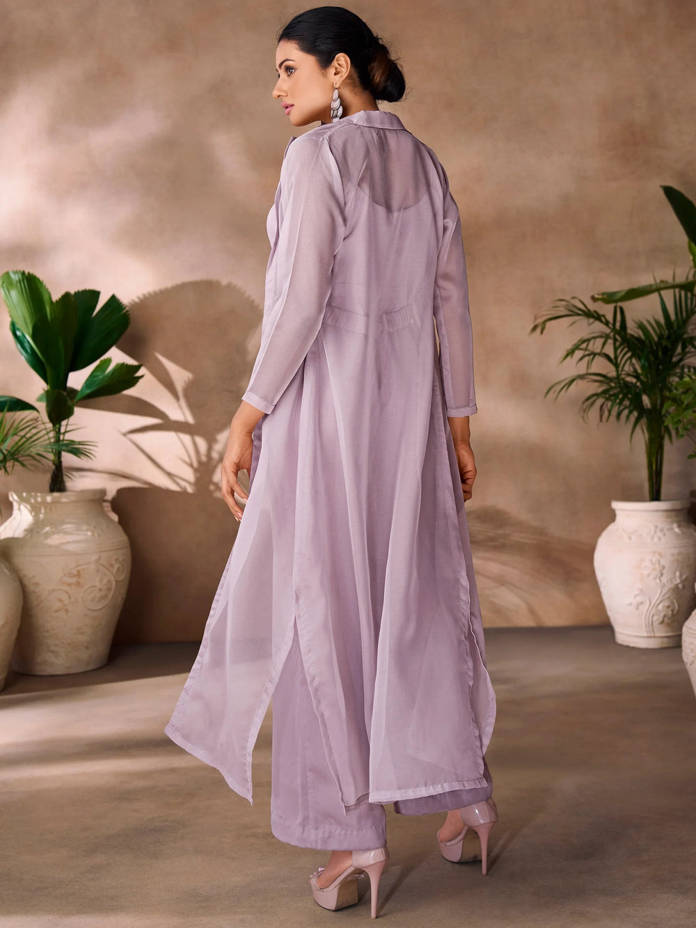 Lavender Hand Work Organza Designer Co-Ord Set