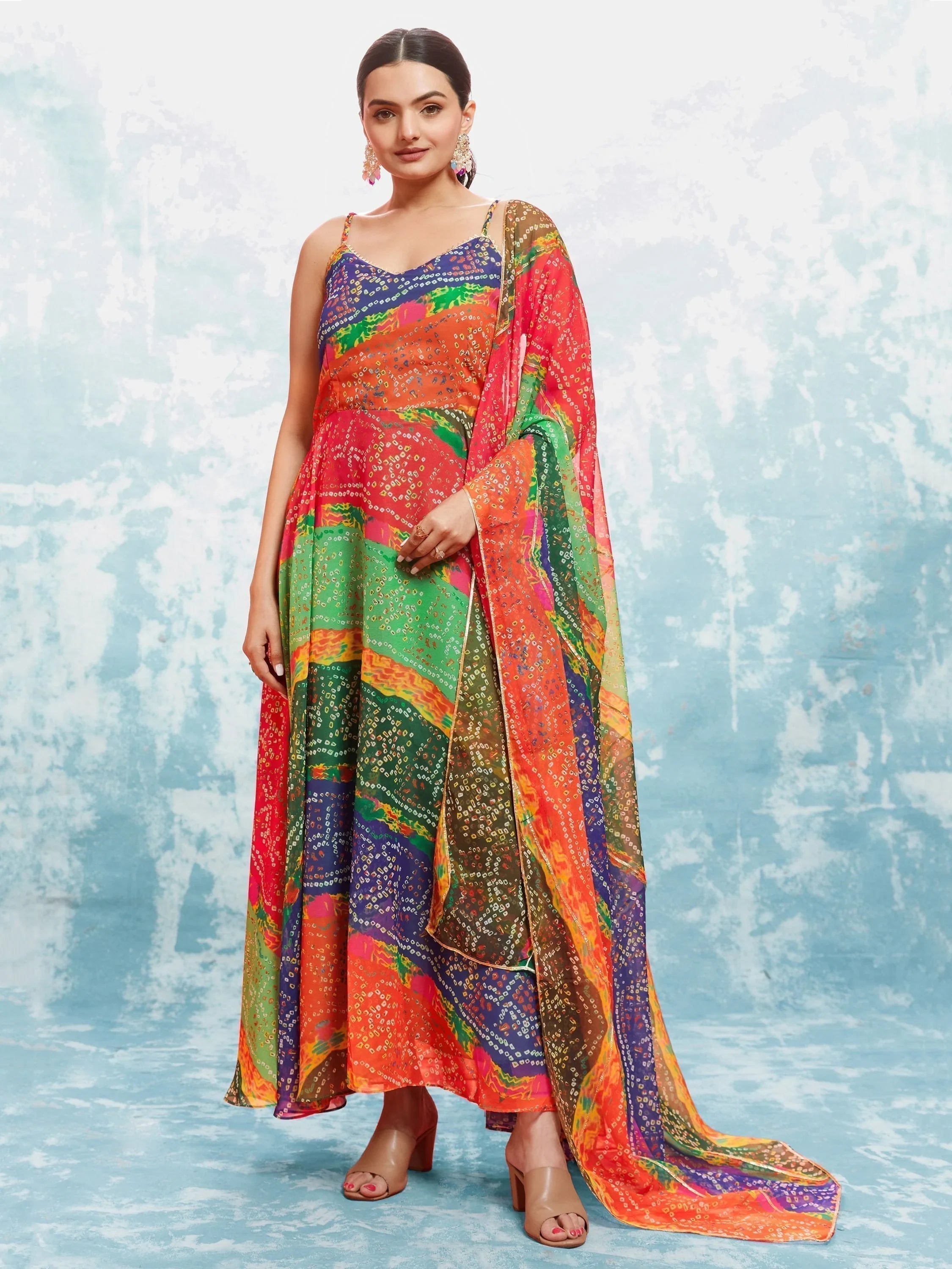 Multi Light Floral Printed Georgette Event Wear Salwar Suit