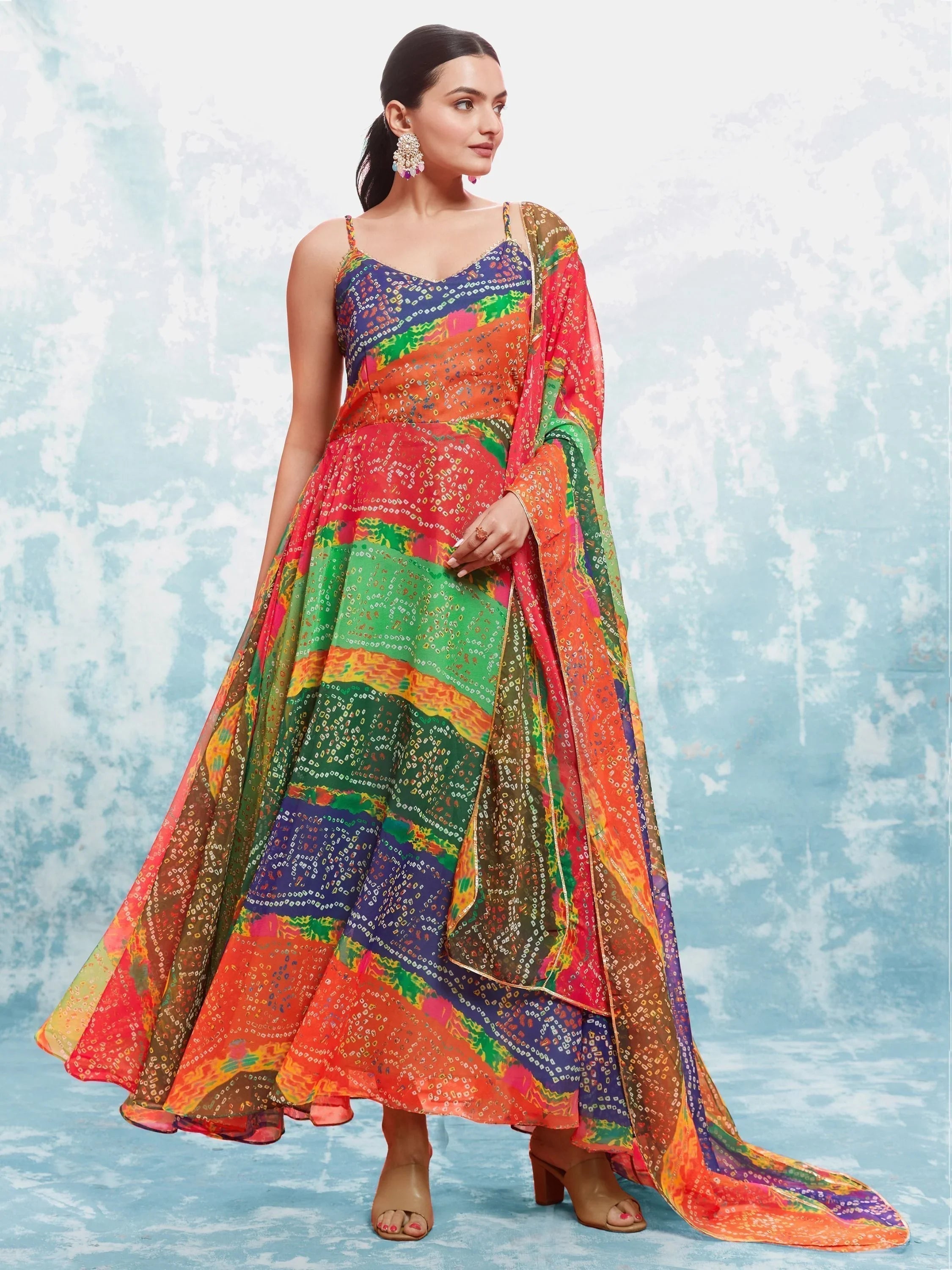 Multi Light Floral Printed Georgette Event Wear Salwar Suit