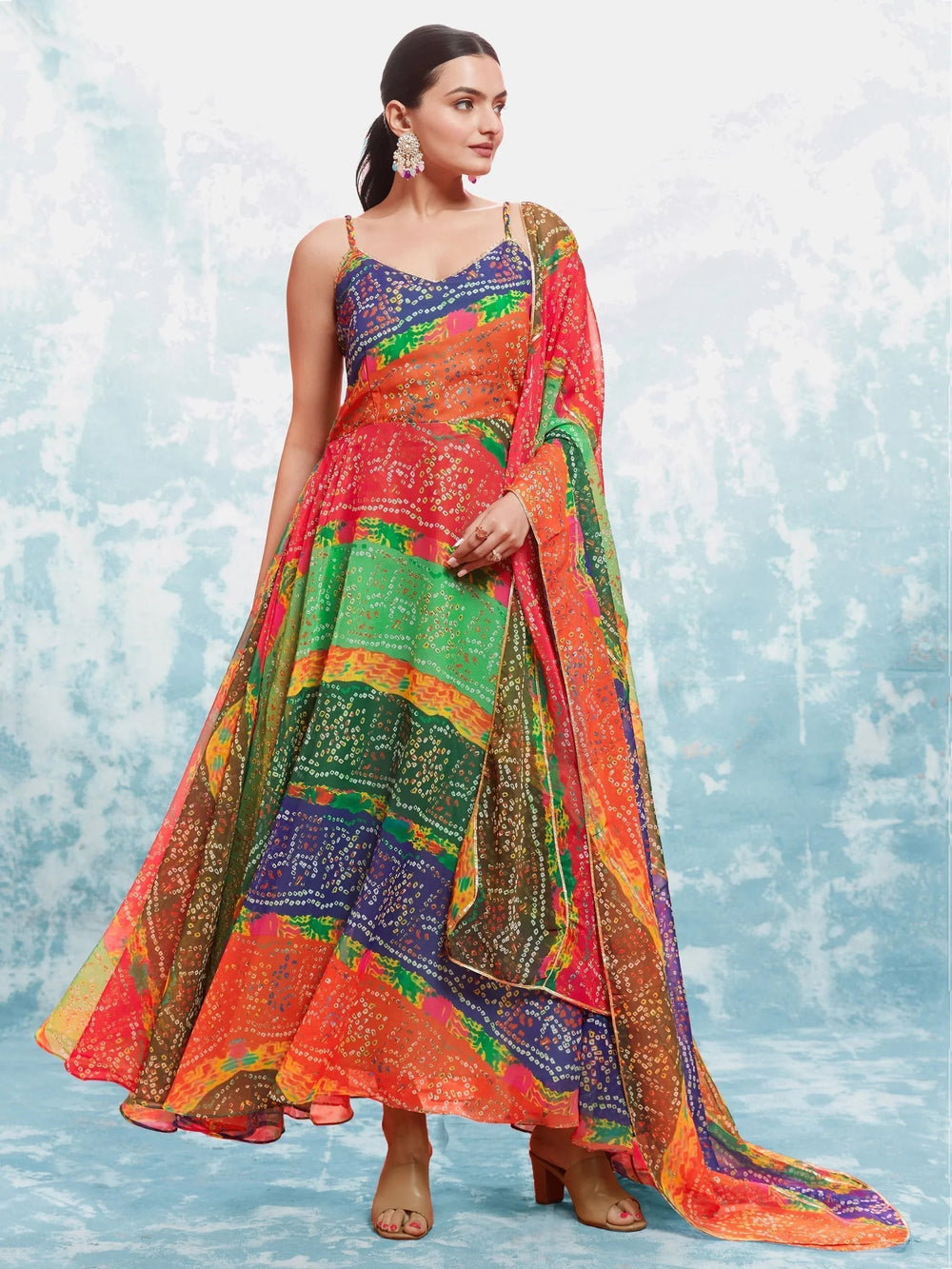 Multi Light Floral Printed Georgette Event Wear Salwar Suit