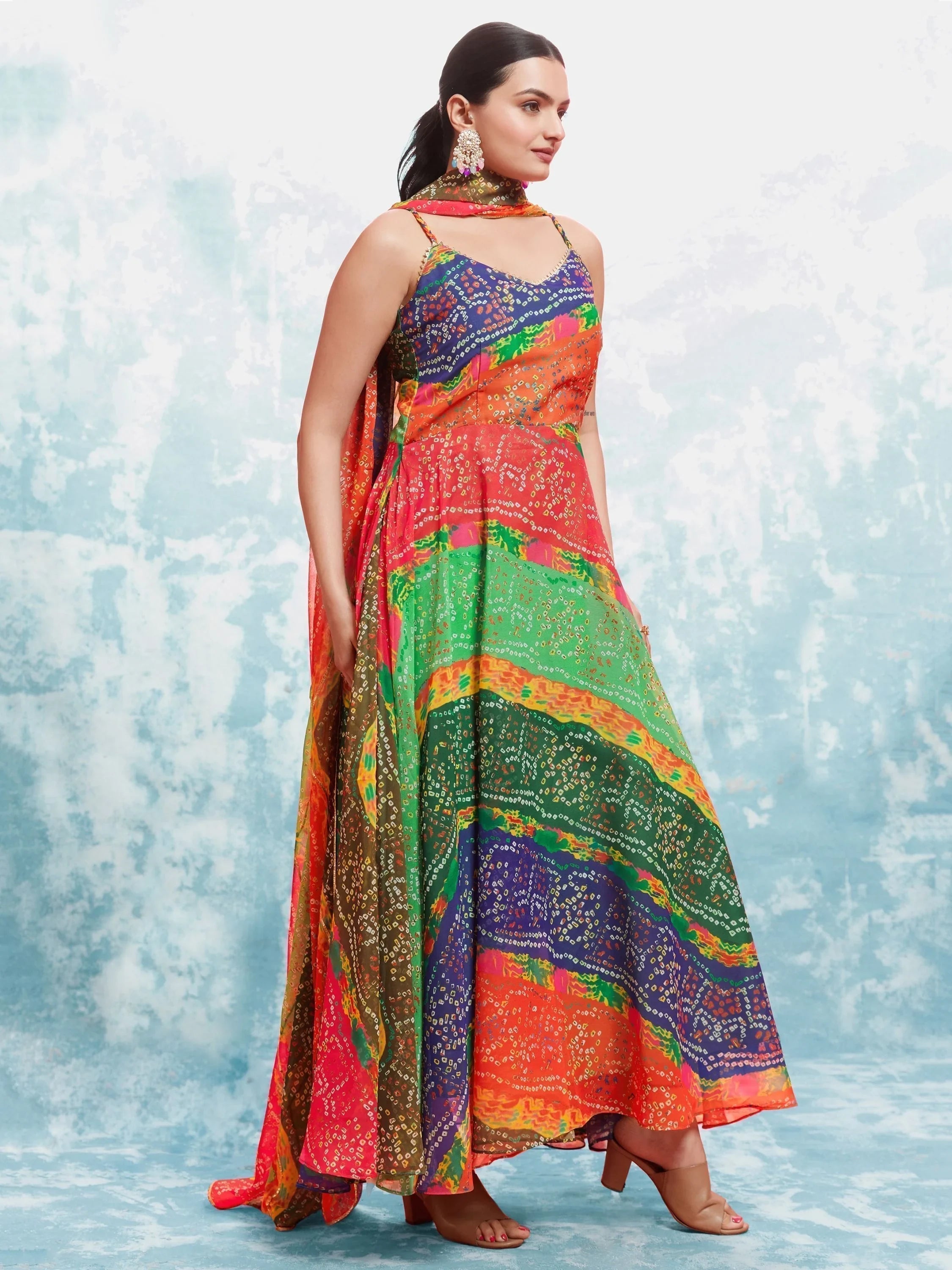 Multi Light Floral Printed Georgette Event Wear Salwar Suit