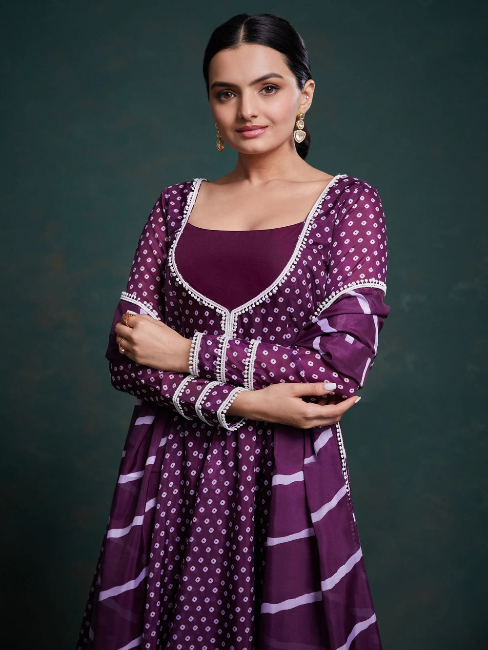 Purple Printed Organza Event Wear Salwar Suit With Dupatta
