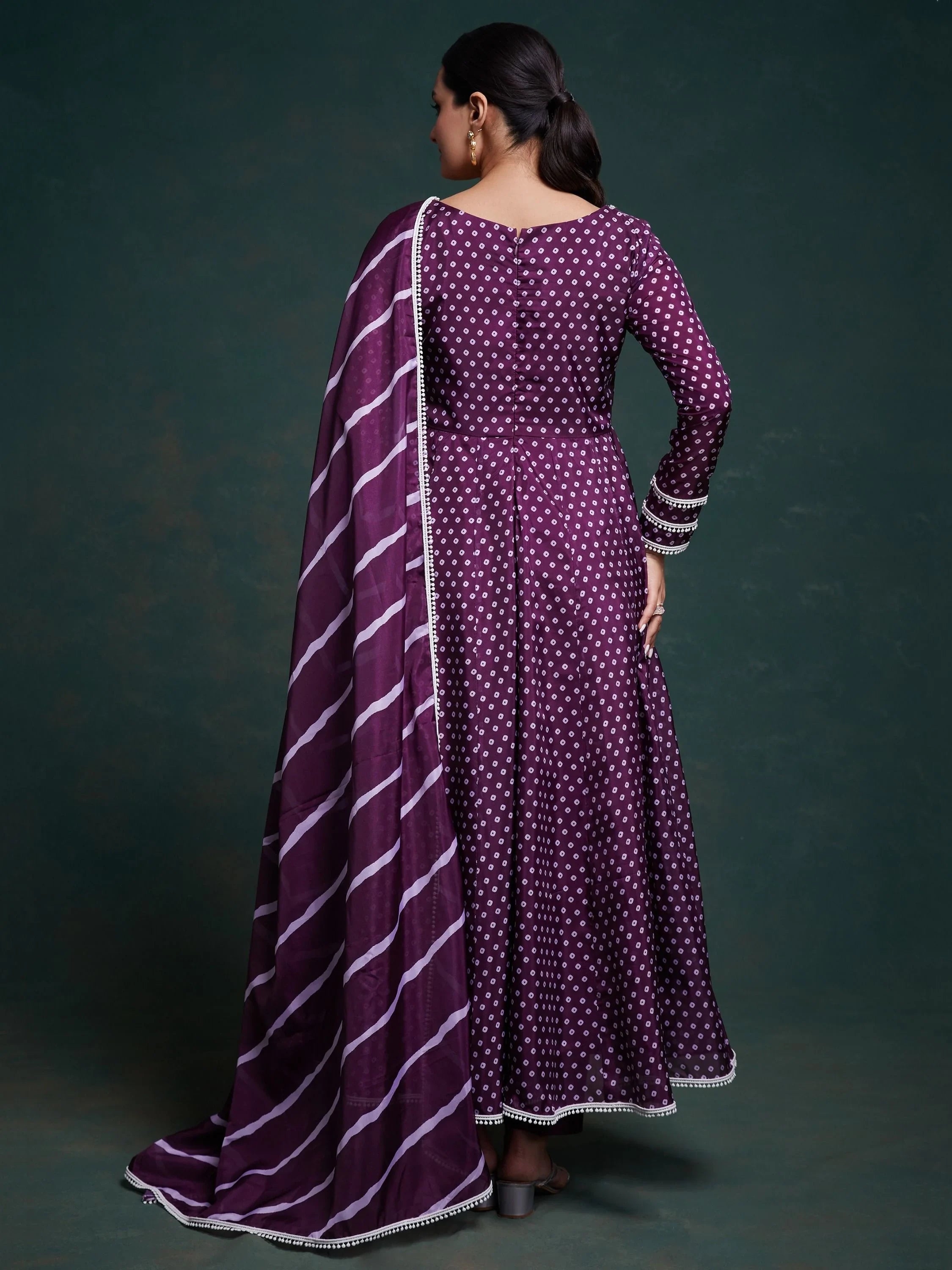 Purple Printed Organza Event Wear Salwar Suit With Dupatta