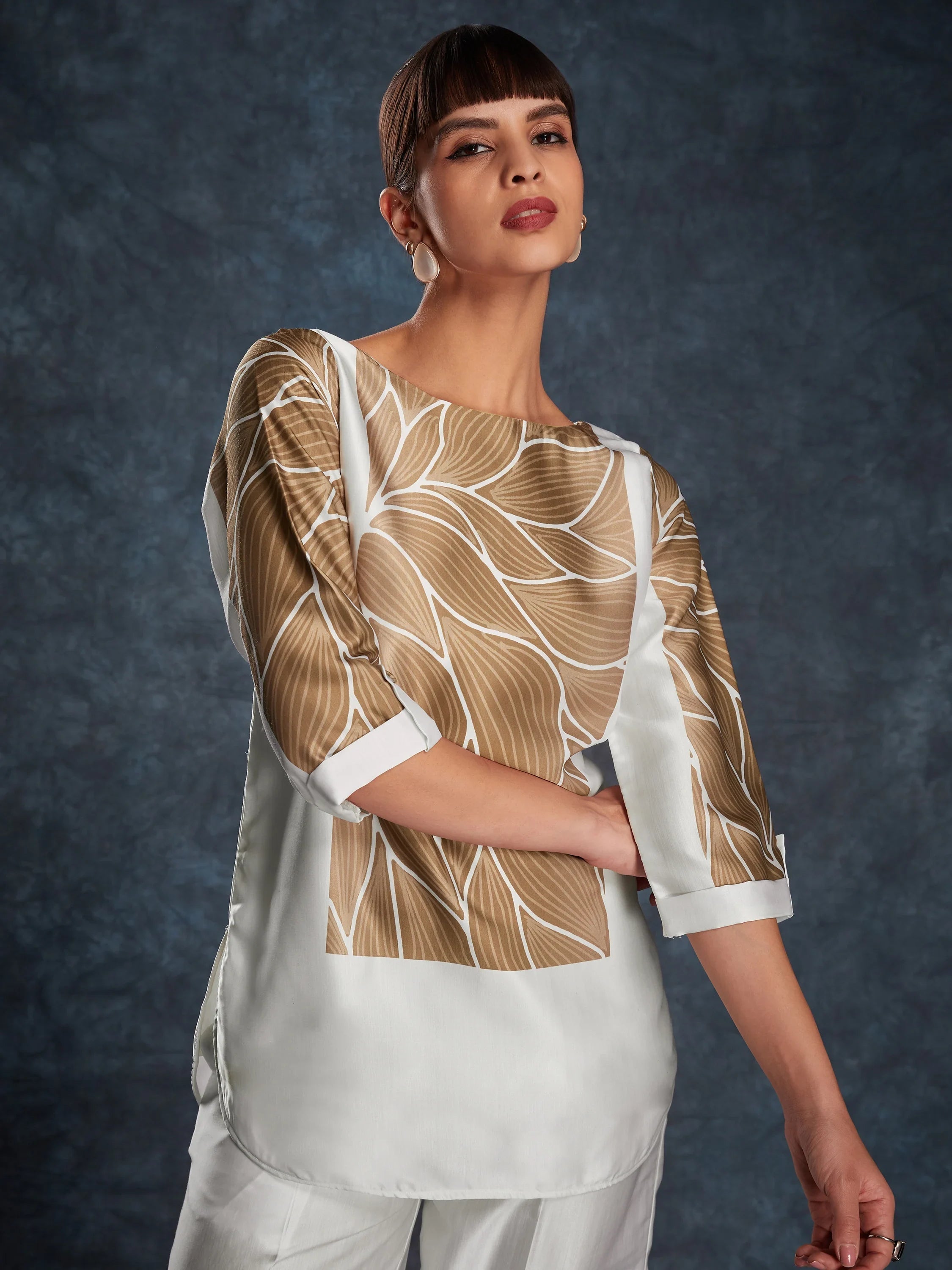 White Floral Printed Linen Casual Wear Co-Ord Set