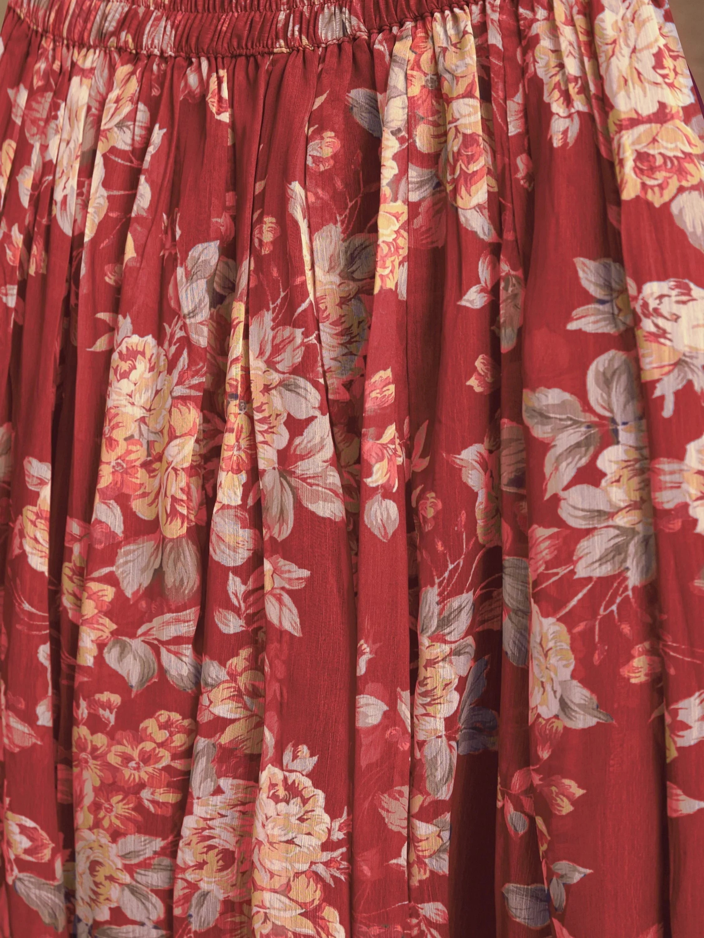 Red Floral Printed Chiffon Function Wear Palazzo Suit for Women
