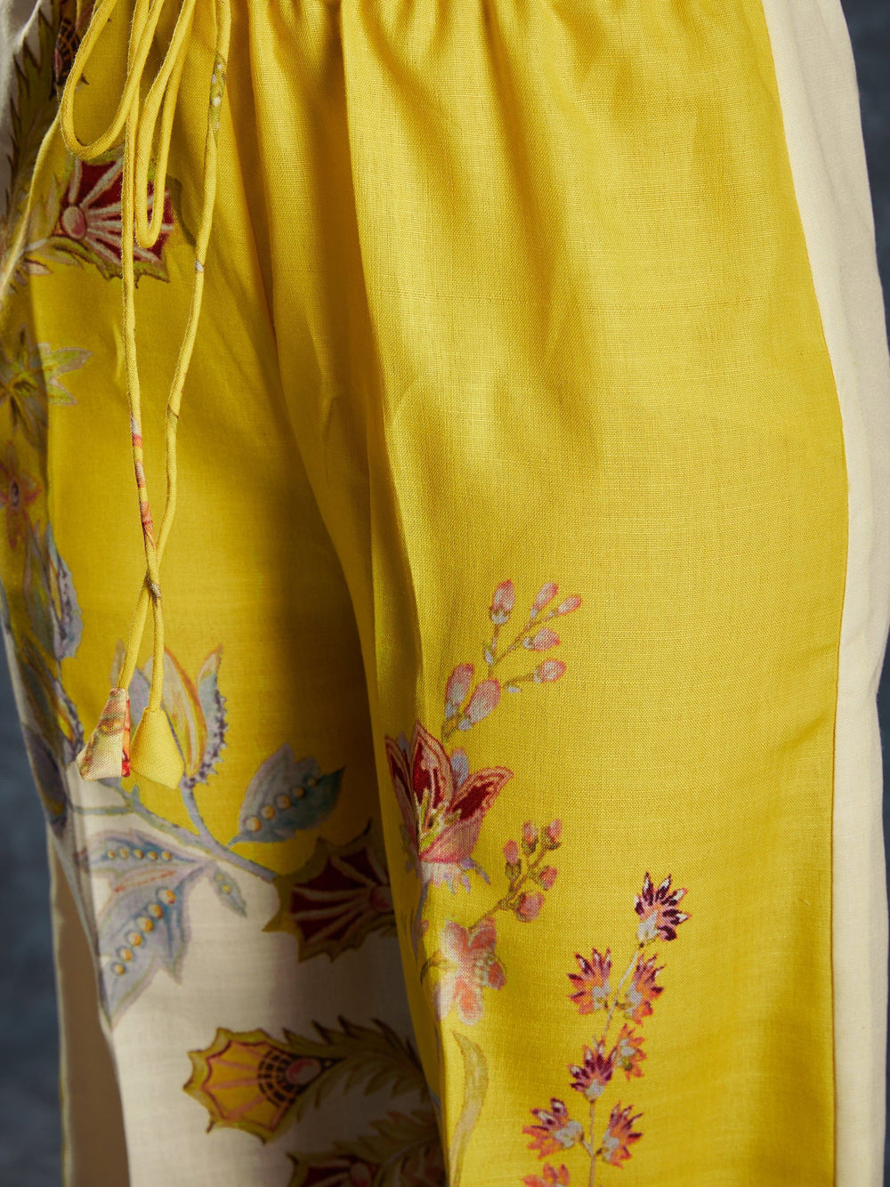 Yellow Floral Printed Linen Casual Wear Co-Ord Set
