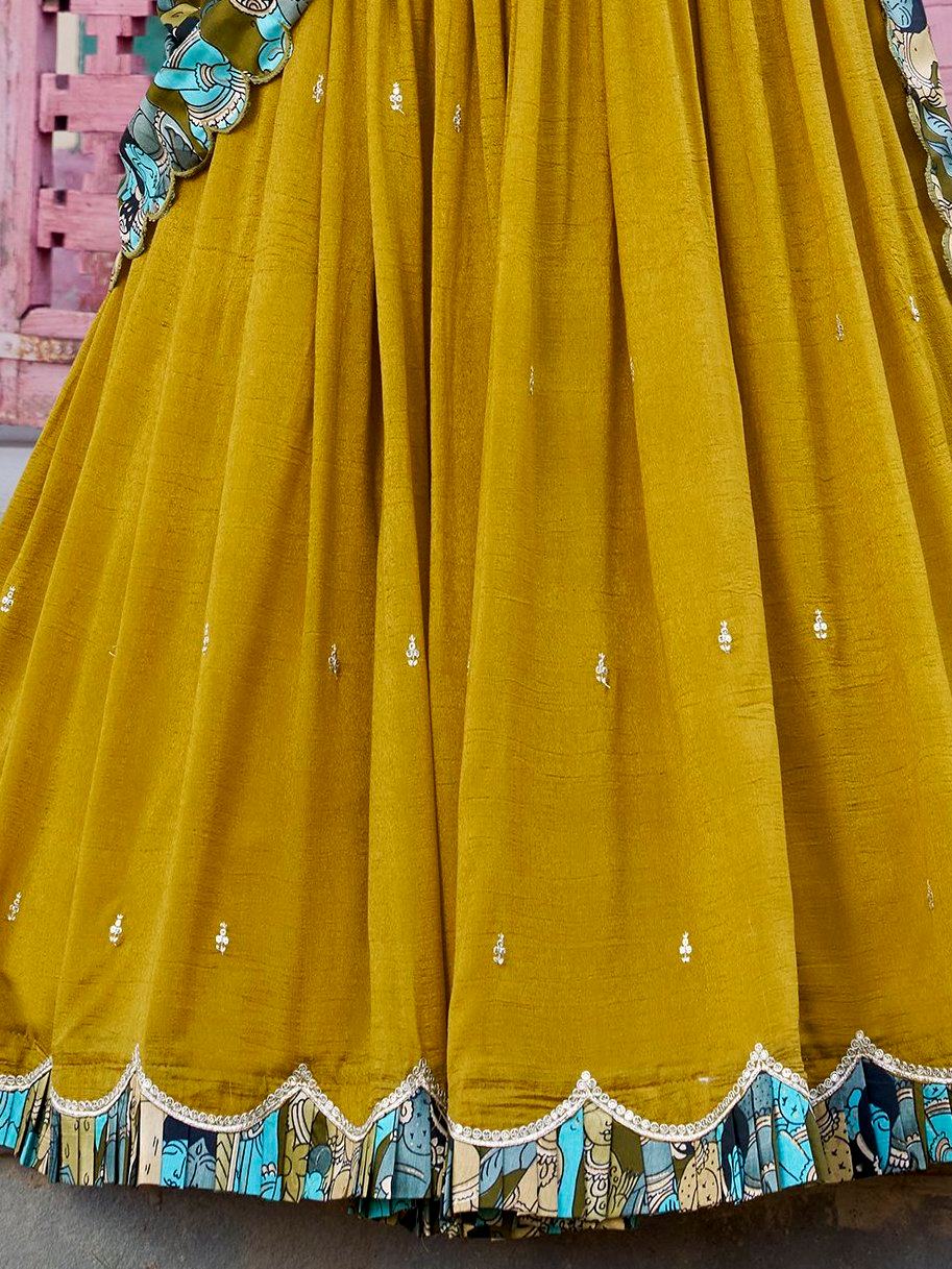 Vichitra silk embroidered lehenga choli with sequins work and dupatta for festival wear