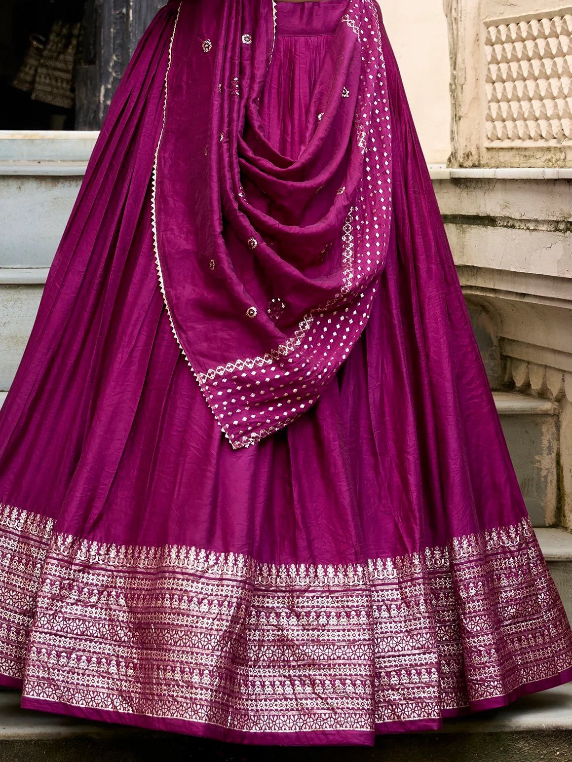 Chanderi silk zari weaving lehenga choli set for wedding and festival occasions