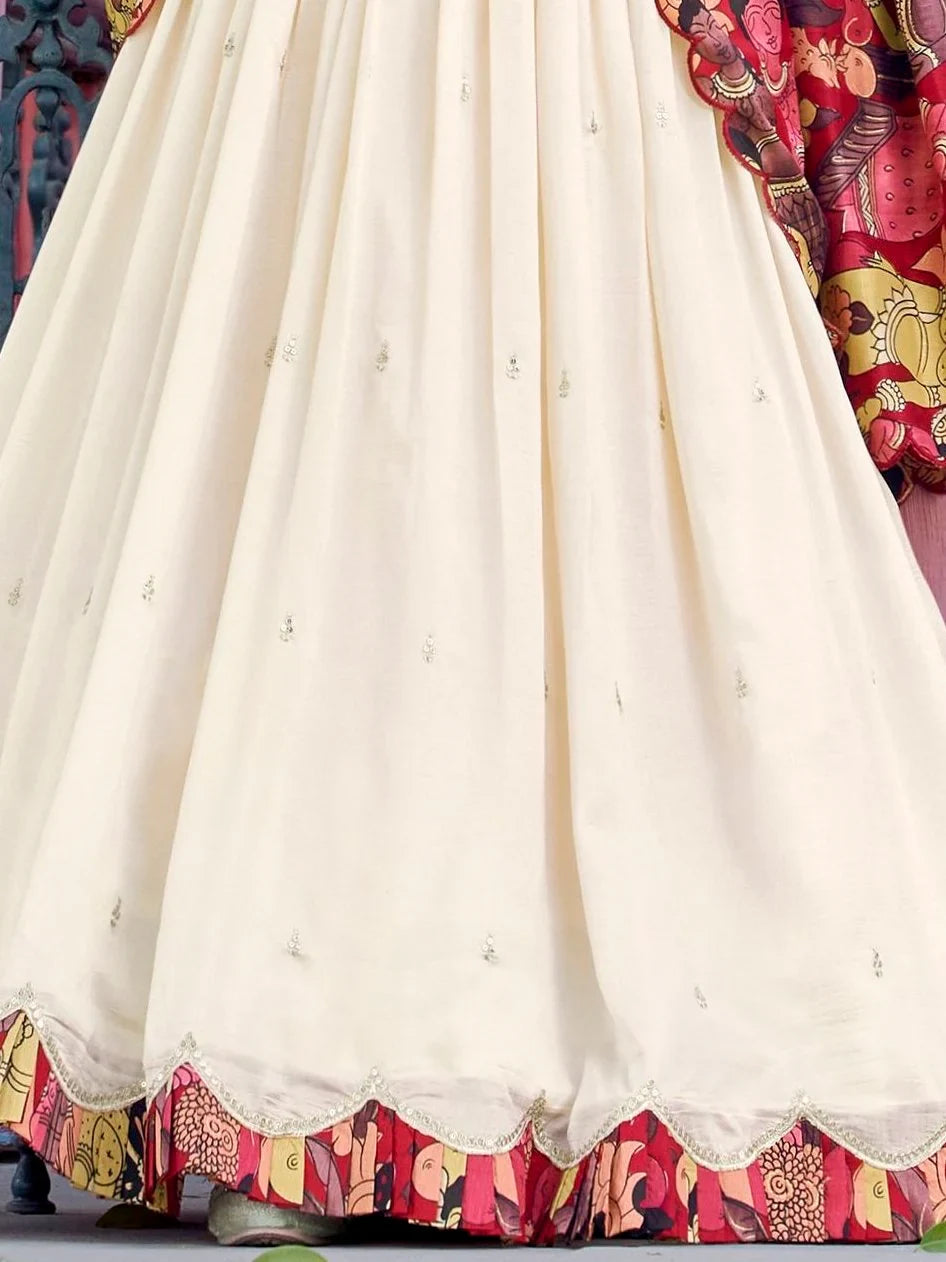 Vichitra silk embroidered lehenga choli with sequins work and dupatta for festival wear