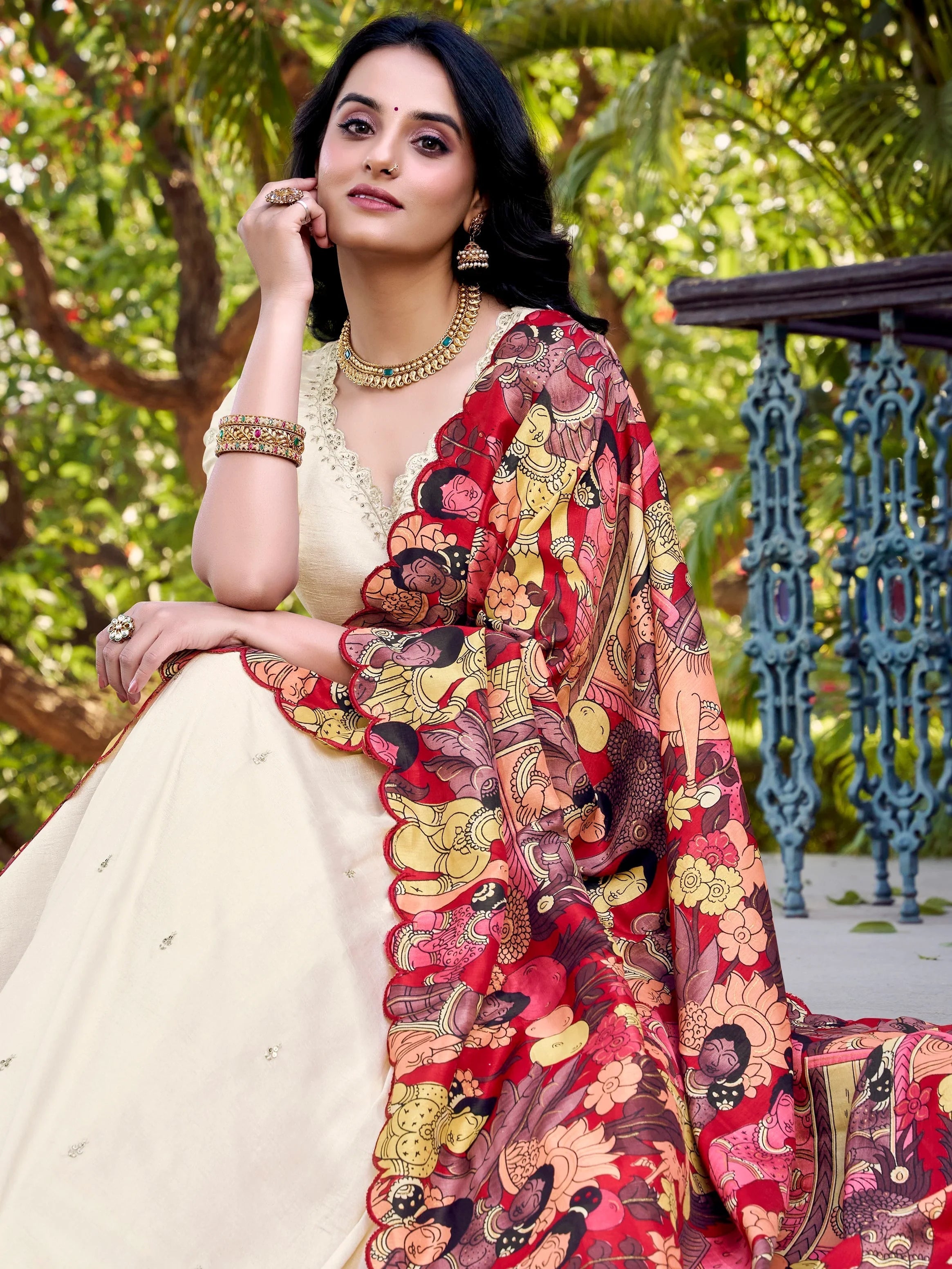 Vichitra silk embroidered lehenga choli with sequins work and dupatta for festival wear