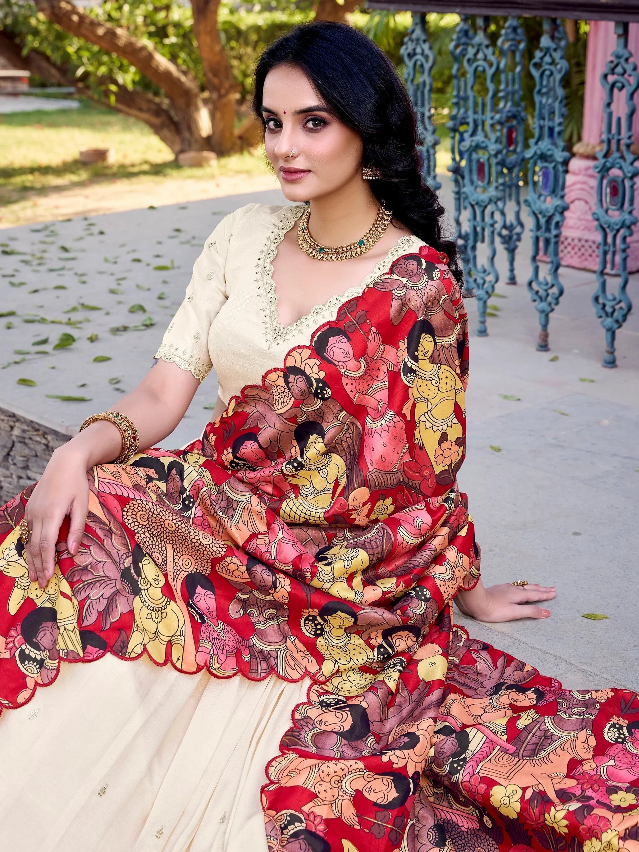 Vichitra silk embroidered lehenga choli with sequins work and dupatta for festival wear