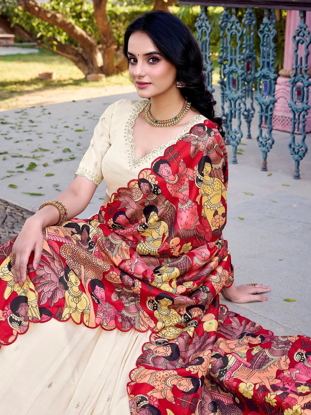 Vichitra silk embroidered lehenga choli with sequins work and dupatta for festival wear
