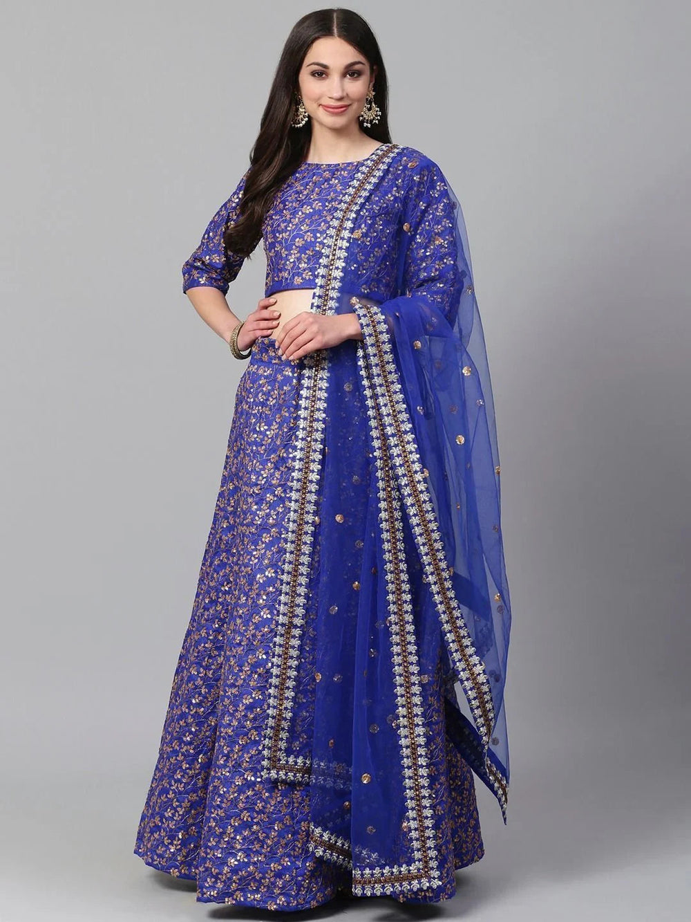 Raw silk bridal lehenga choli with sequins zari thread embroidery work for wedding reception