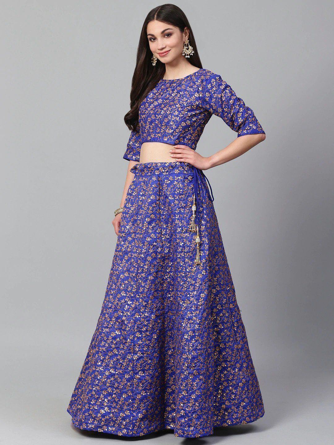 Raw silk bridal lehenga choli with sequins zari thread embroidery work for wedding reception