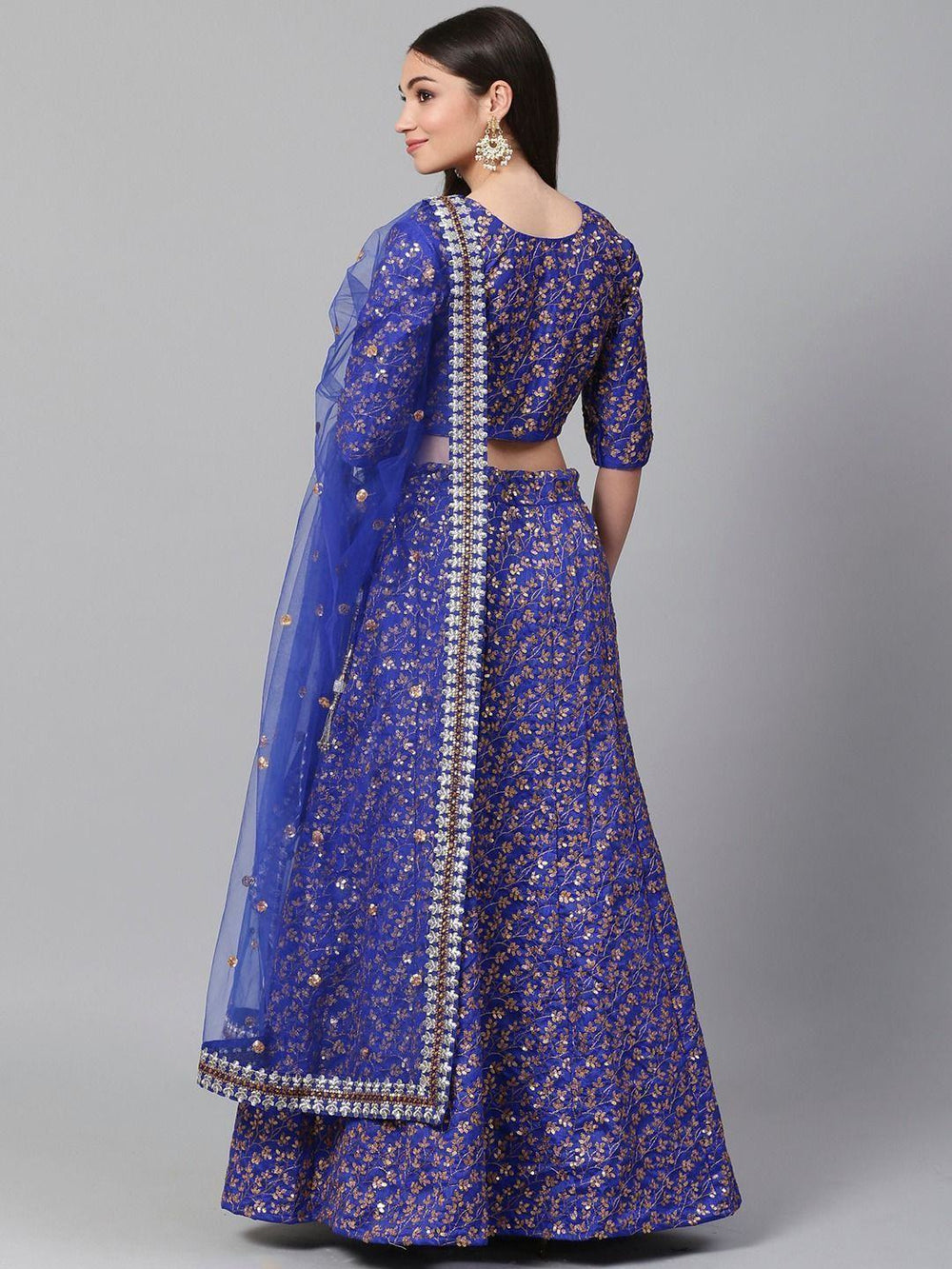 Raw silk bridal lehenga choli with sequins zari thread embroidery work for wedding reception