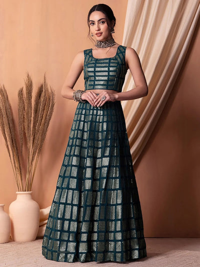 Captivating Teal Blue Sequins Georgette Party Lehenga Choli for Women