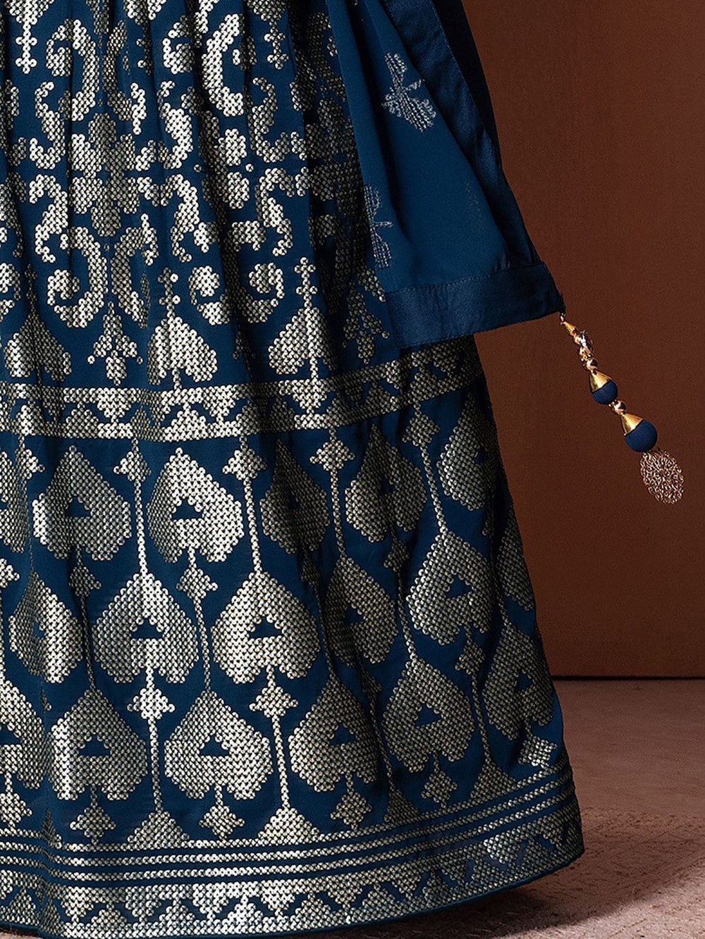 Blue Sequins Georgette Sangeet Lehenga Choli for Women