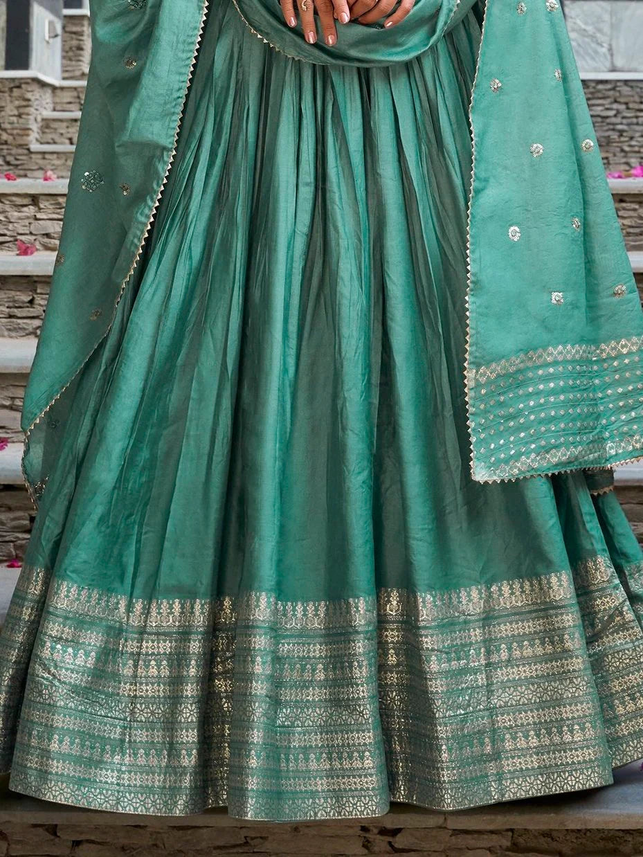 Chanderi silk zari weaving lehenga choli set for wedding and festival occasions