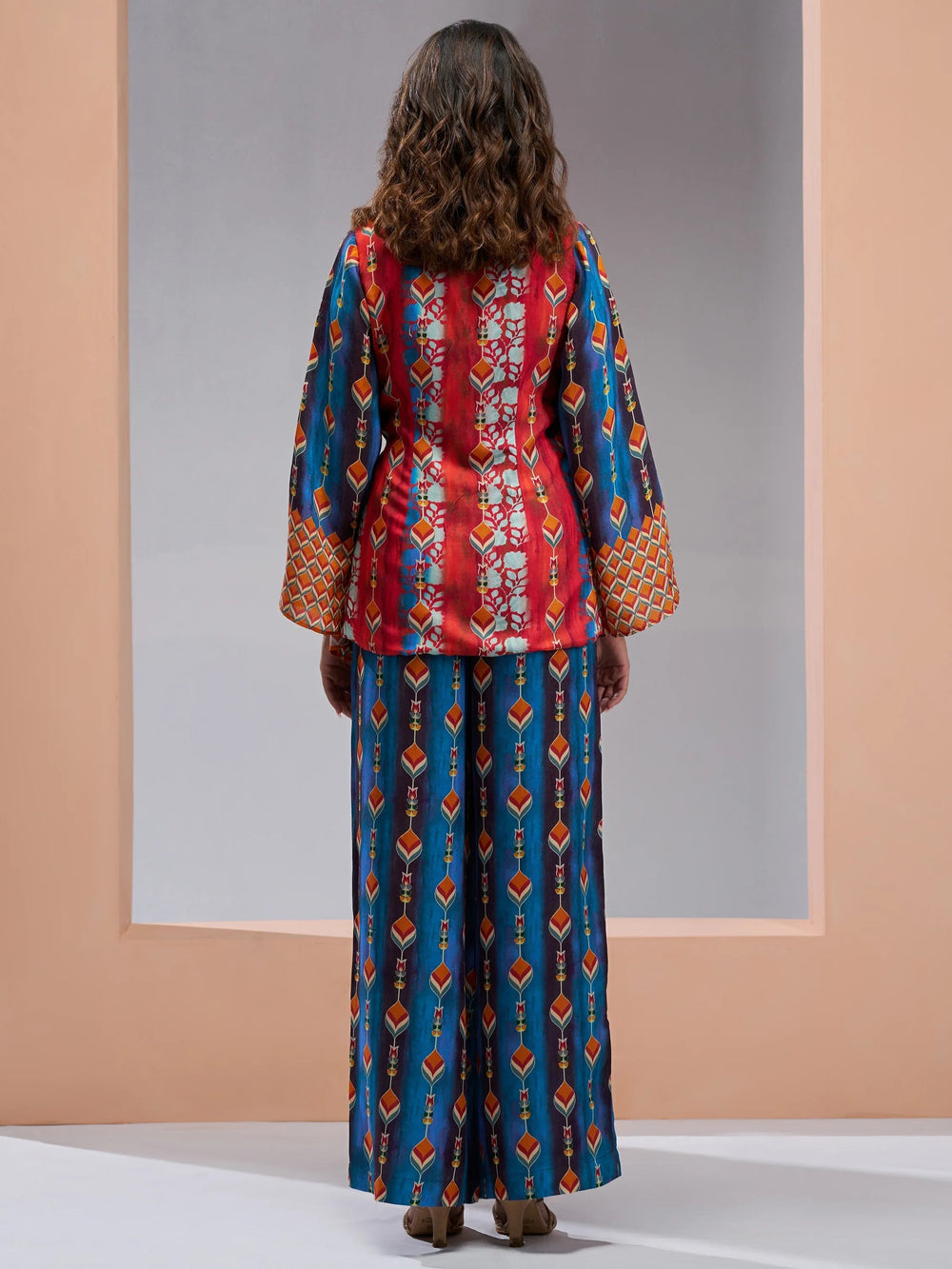 Navy Blue Digital Printed Muslin Silk Party Wear Co-Ord Set