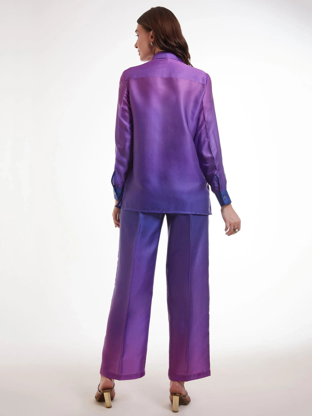 Ombre Purple Satin Party Wear Co-Ord Set
