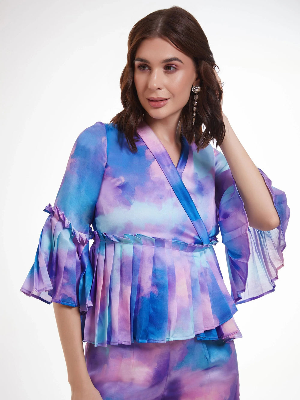 Multi-Color Shibori Printed Satin Party Wear Co-Ord Set