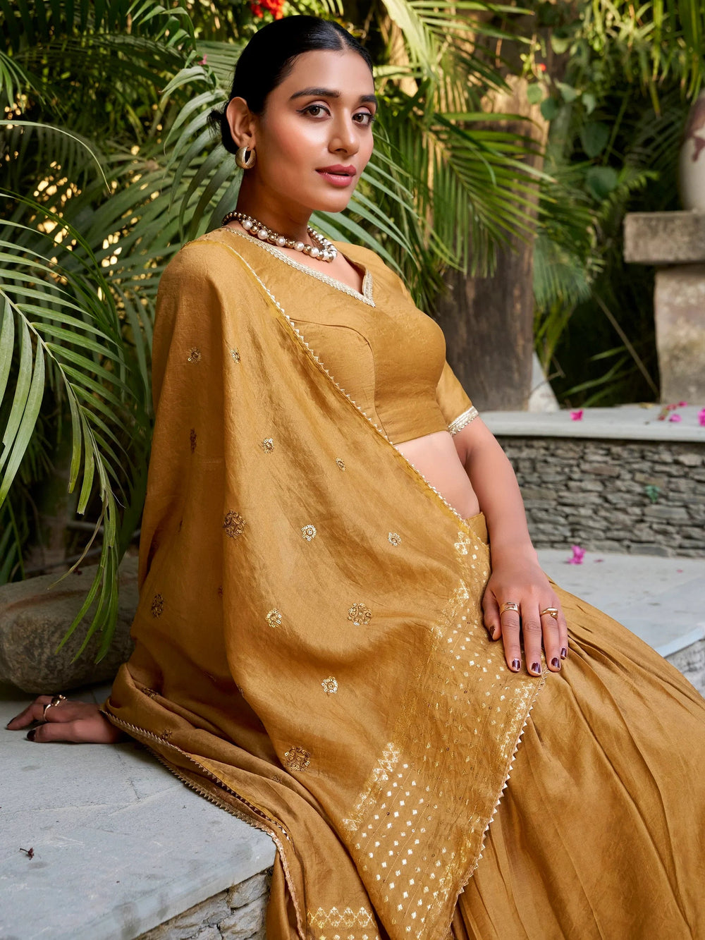 Chanderi silk zari weaving lehenga choli set for wedding and festival occasions