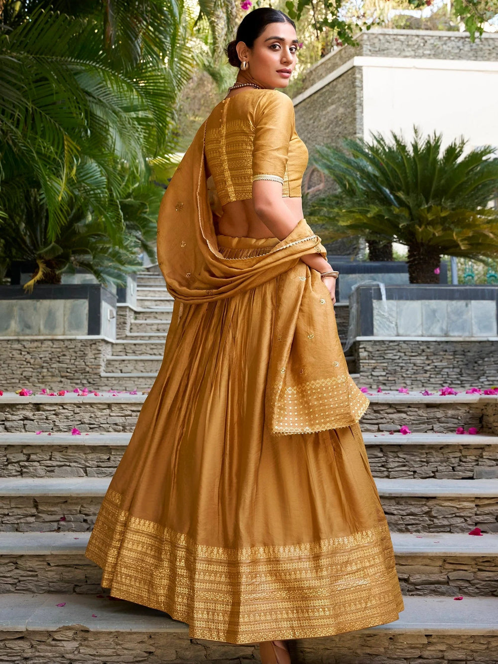 Chanderi silk zari weaving lehenga choli set for wedding and festival occasions