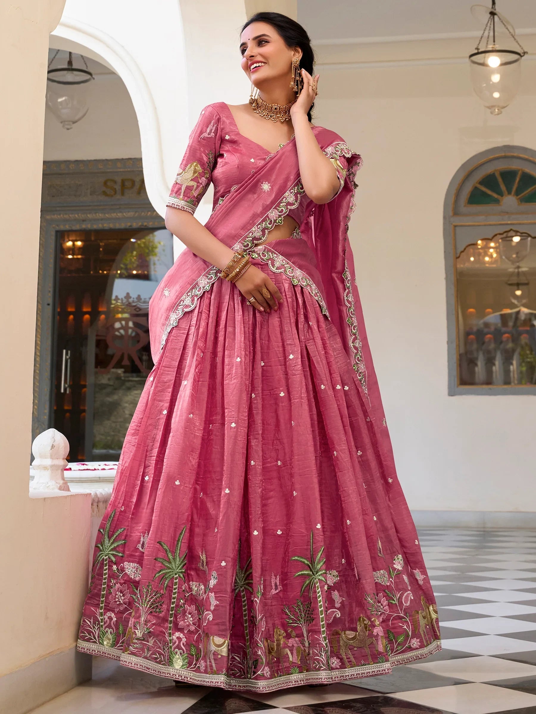 Pink Sequins Festival Wear Lehenga Choli With Dupatta