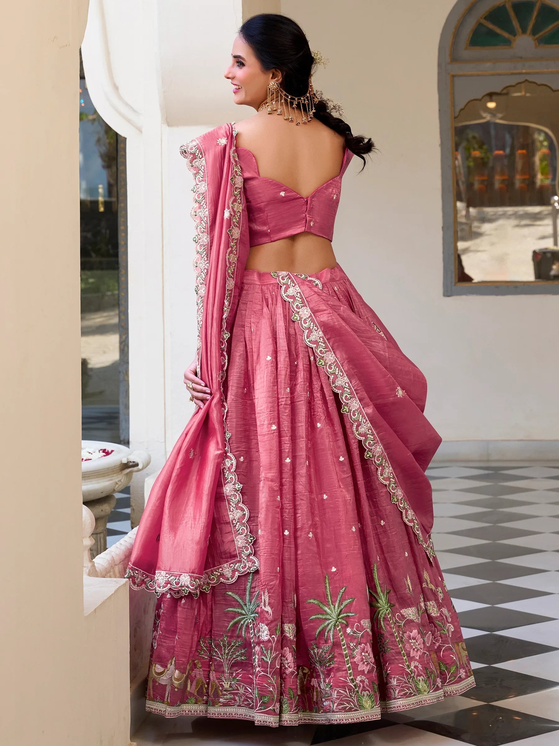 Pink Sequins Festival Wear Lehenga Choli With Dupatta