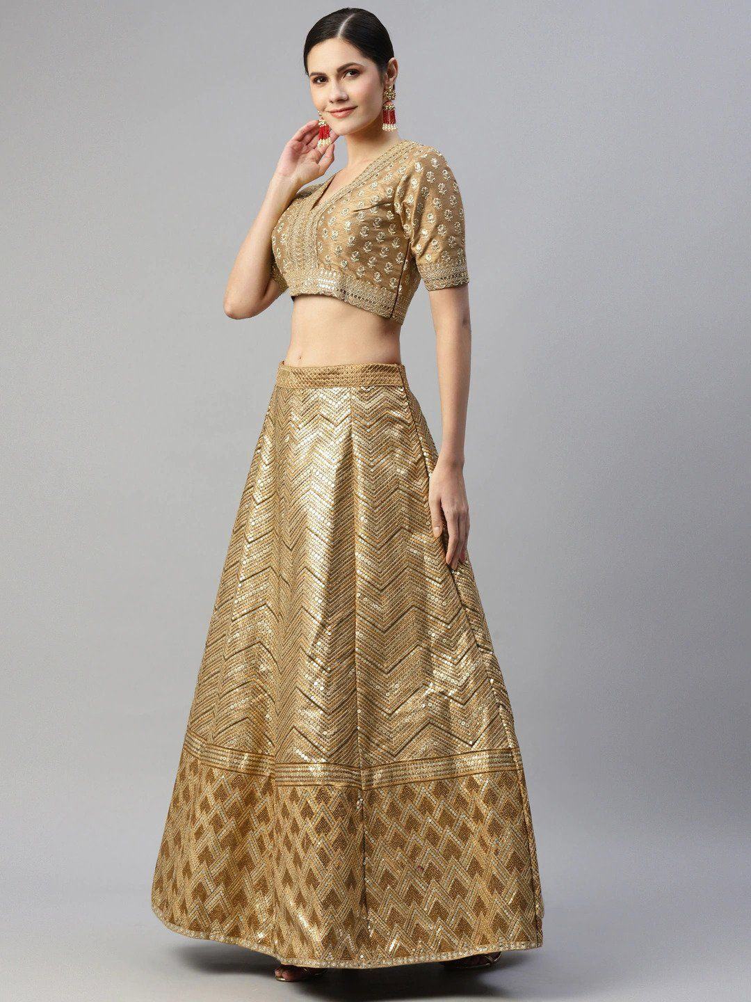 Silk lehenga choli with embroidery sequins work for wedding and festive occasions