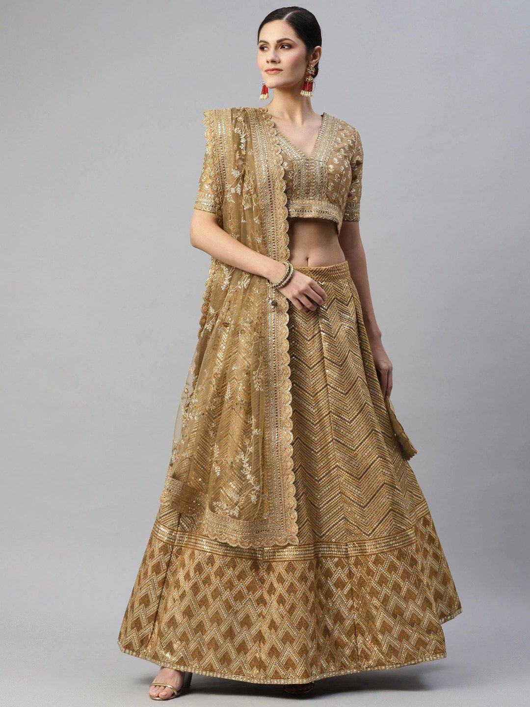 Silk lehenga choli with embroidery sequins work for wedding and festive occasions