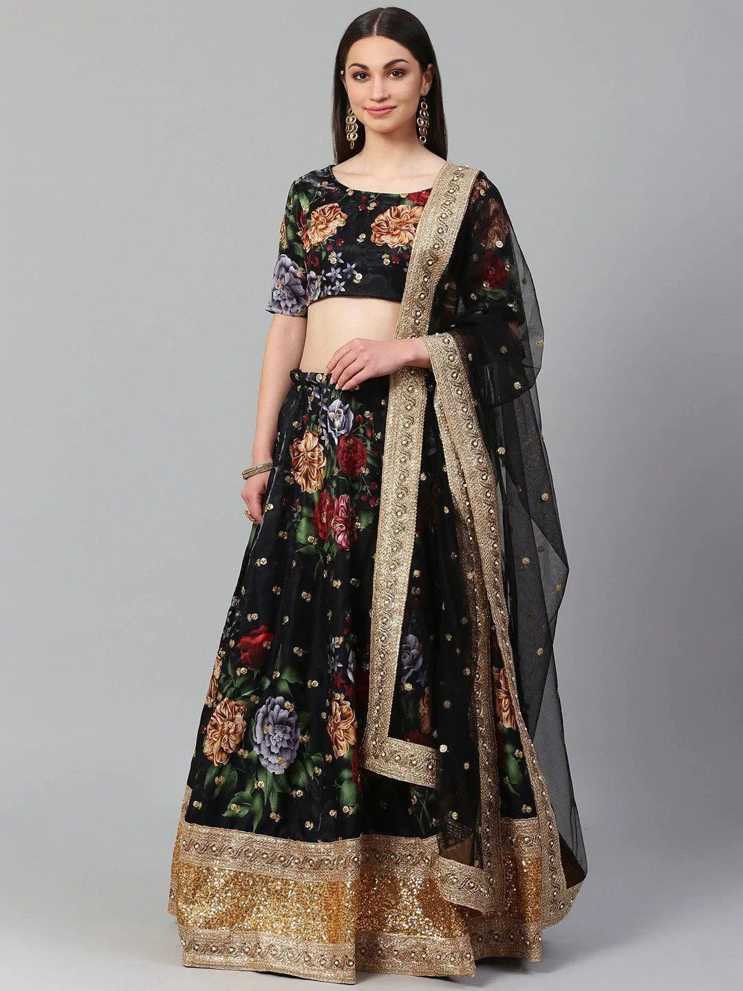 digital printed silk lehenga choli with dupatta for wedding and engagement wear