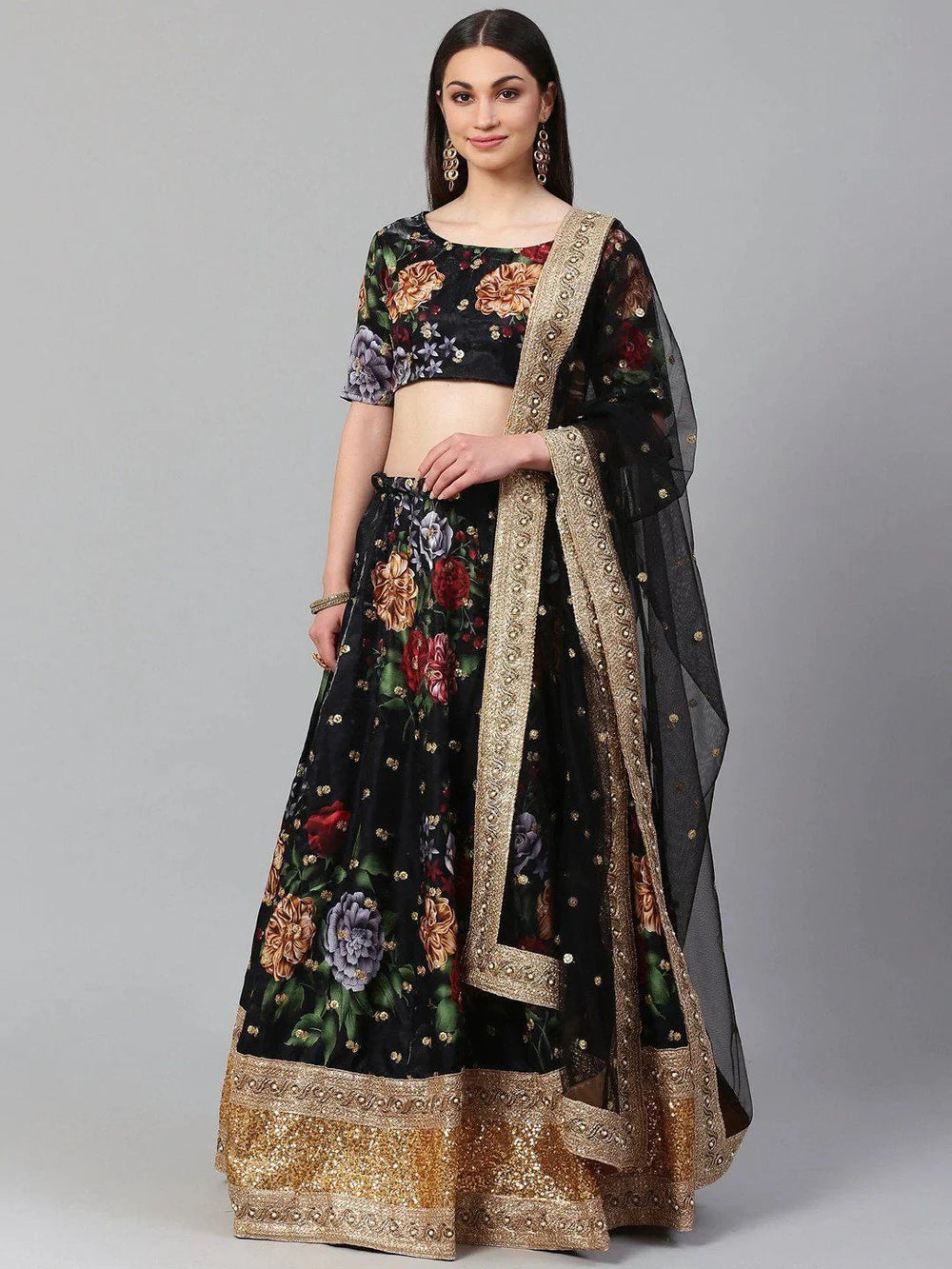 digital printed silk lehenga choli with dupatta for wedding and engagement wear